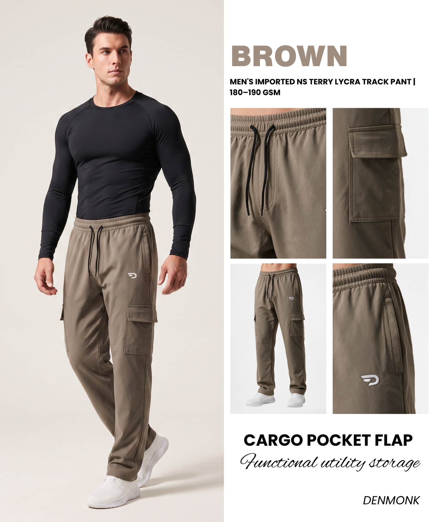 Men's Imported NS Terry Lycra Cargo Track Pant | 180–190 GSM | Comfort Fit