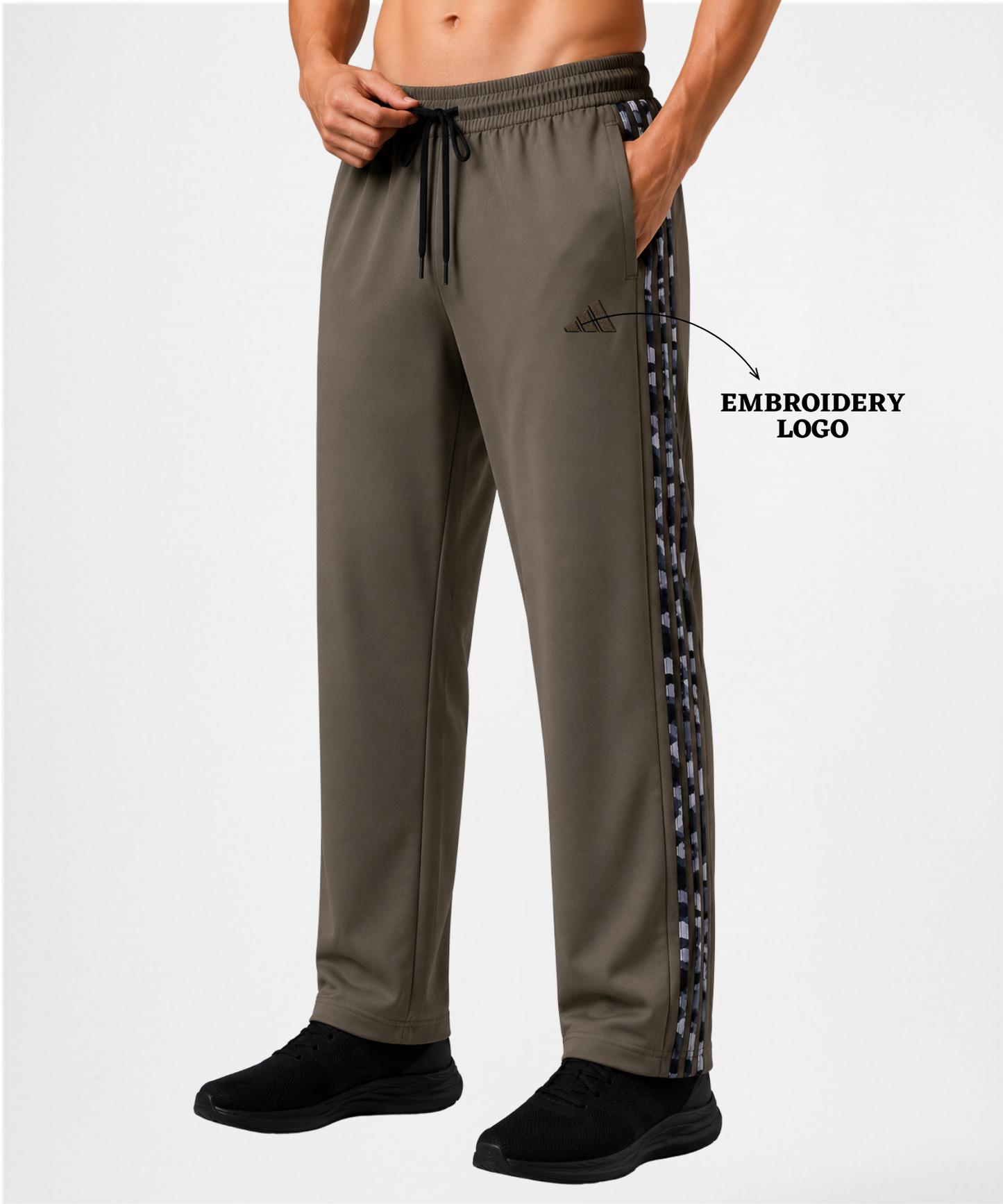 Imported Ns Terry Lycra TrackPant With Camoflauge Three Strip Design | GSM 180-190| Regular Fit