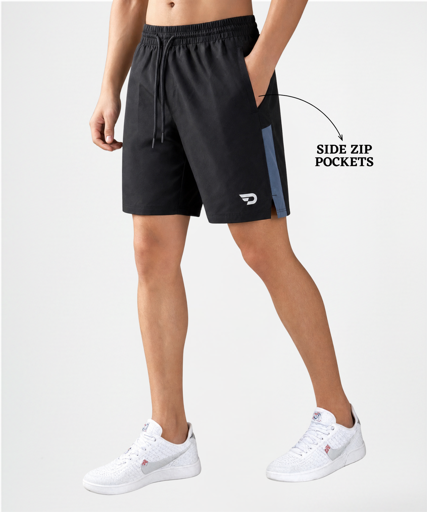 Imported NS Parachute Lycra Shorts for Men (15% Lycra,130 GSM) Side Slit Contrast Pannel In Knit Fabric