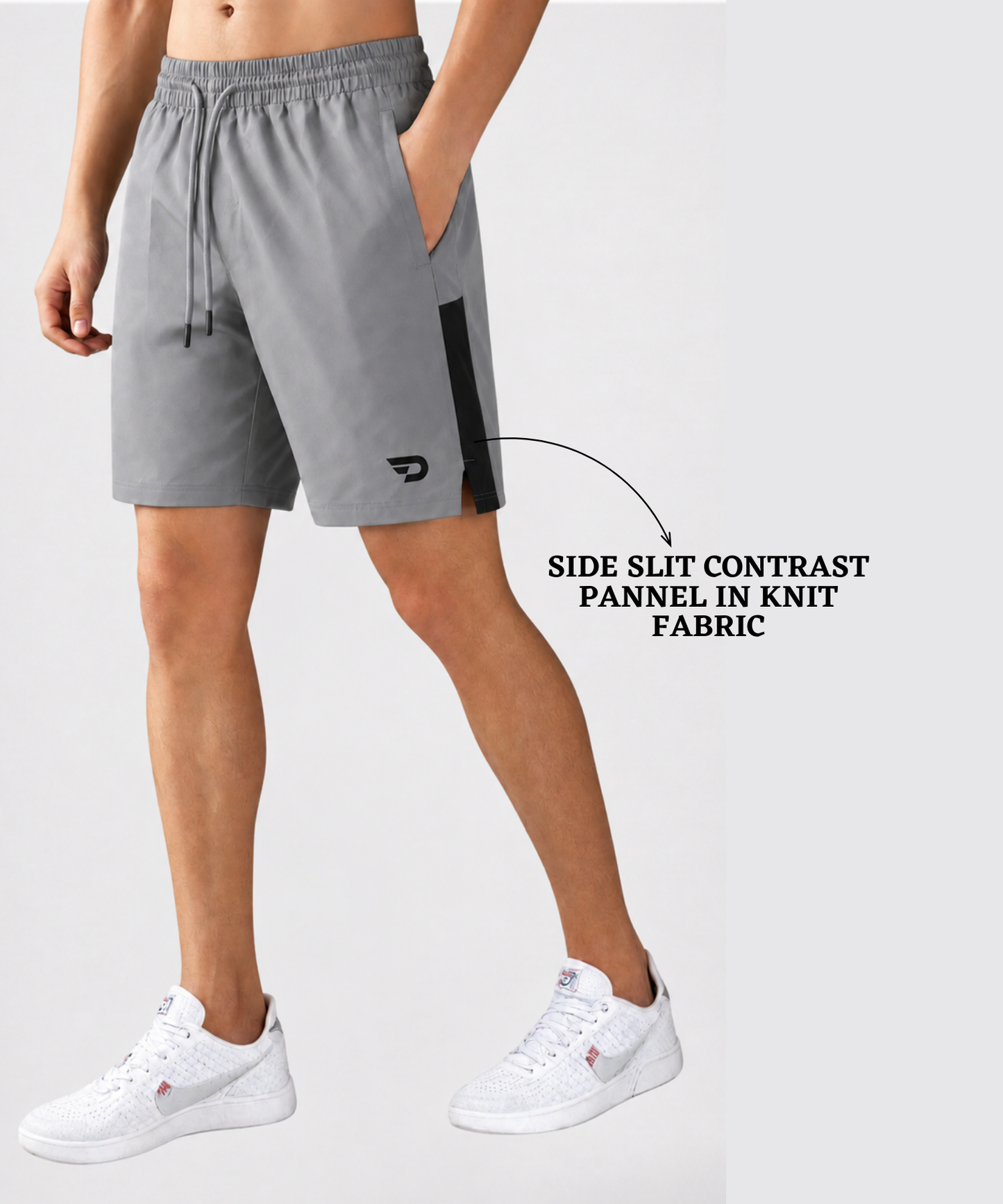 Imported NS Parachute Lycra Shorts for Men (15% Lycra,130 GSM) Side Slit Contrast Pannel In Knit Fabric