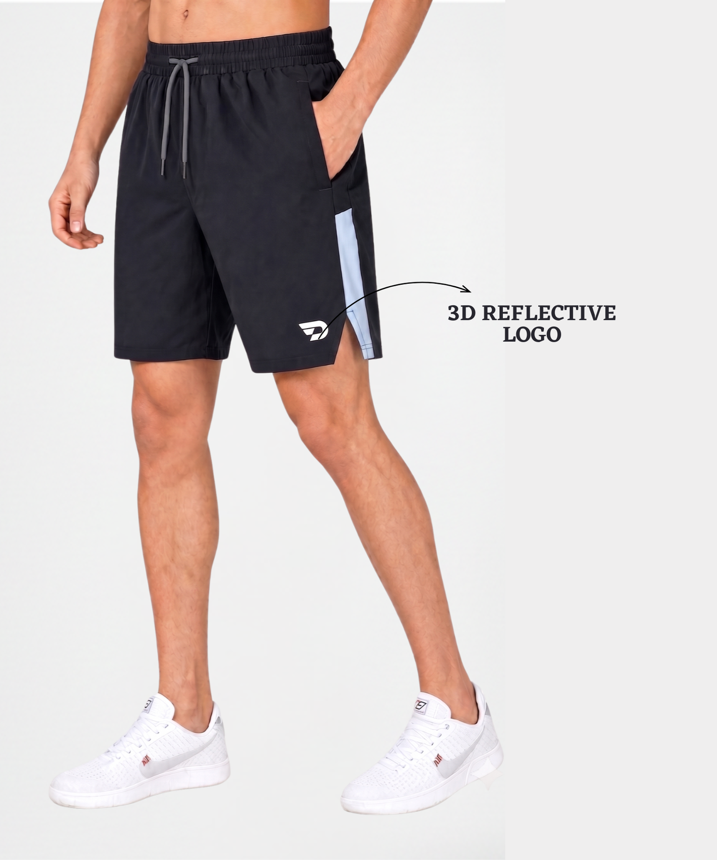 Imported NS Parachute Lycra Shorts for Men (15% Lycra,130 GSM) Side Slit Contrast Pannel In Knit Fabric