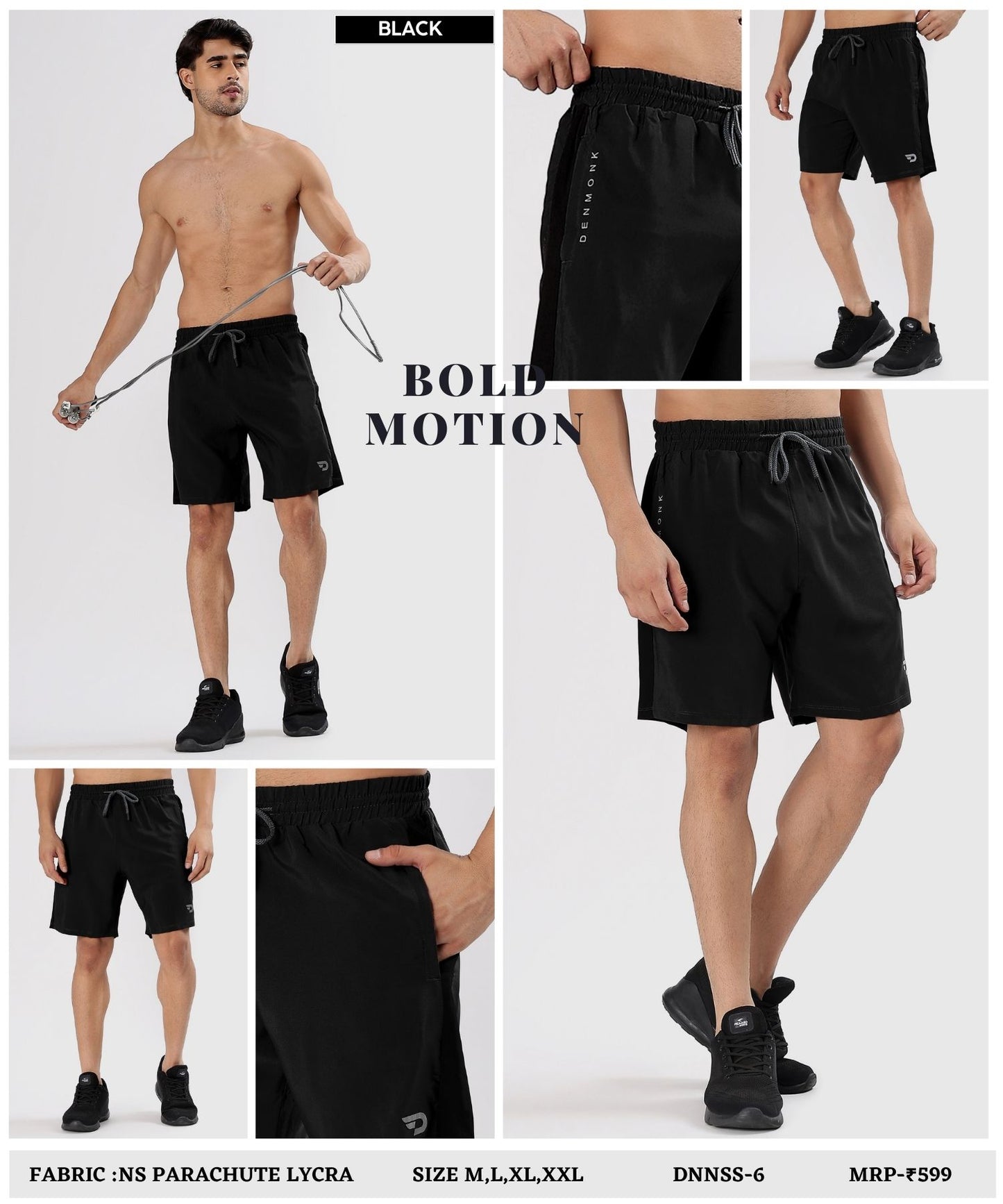 BlockFit Shorts – Imported Ns Parachute Lycra (15% Lycra,130 GSM)