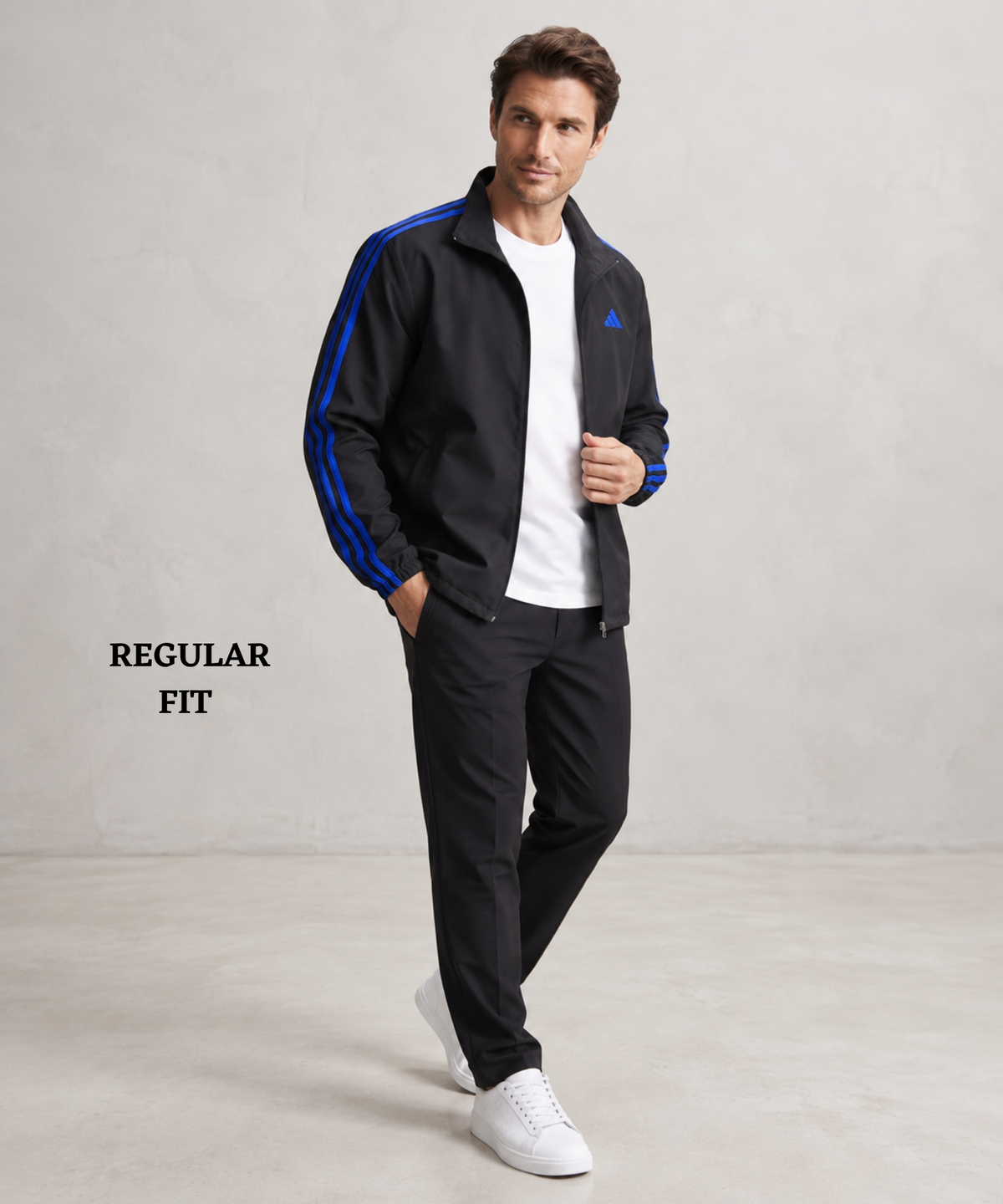 Men’s Premium Imported NS Terry Lycra Sports Jacket | Black Series | Multi-Colour 3-Stripe Design | Inner Lining | 180–190 GSM | Regular Fit