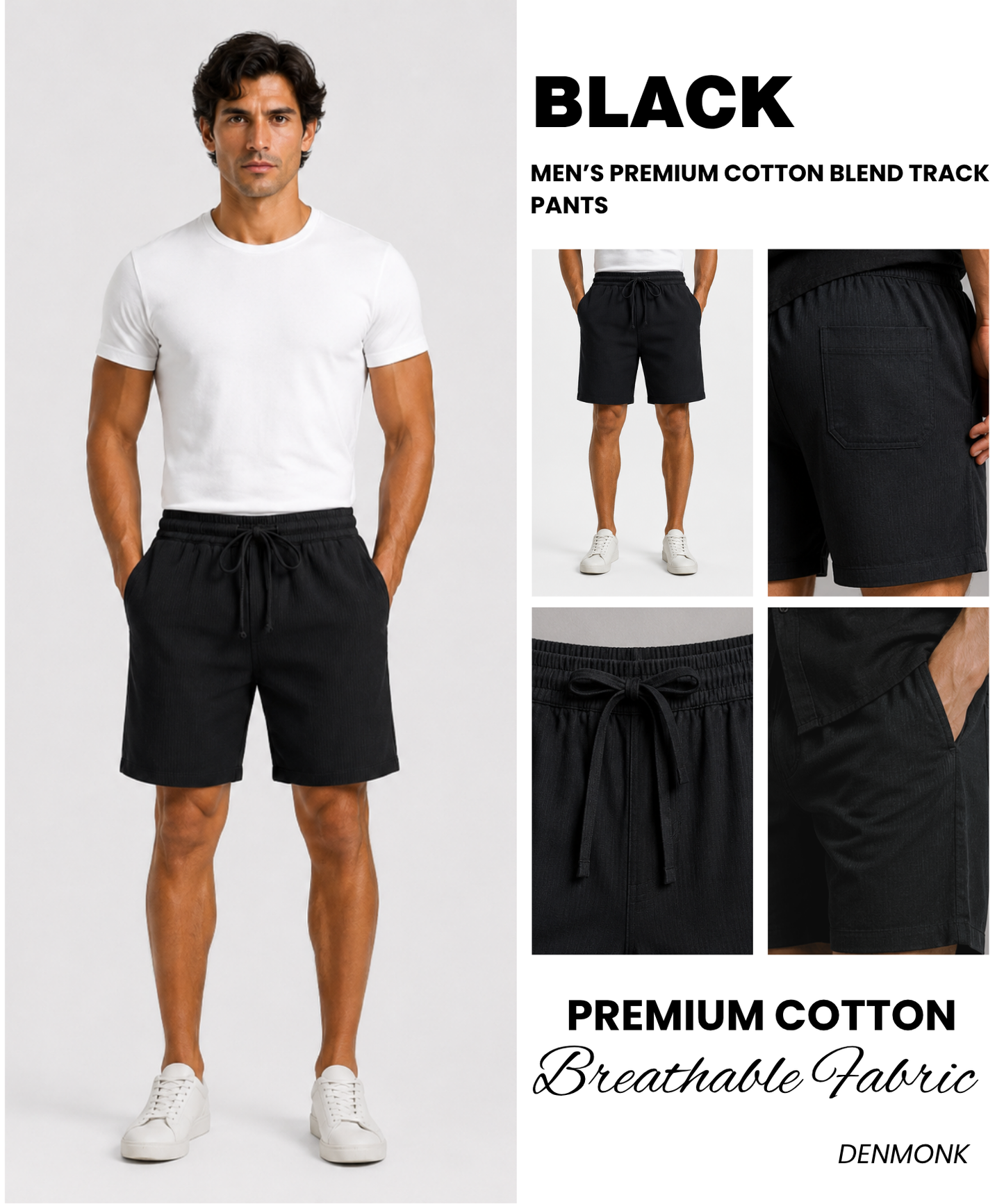 Men’s Premium Cotton Blend Lycra Casual Shorts | Soft Stretch Comfort Fit