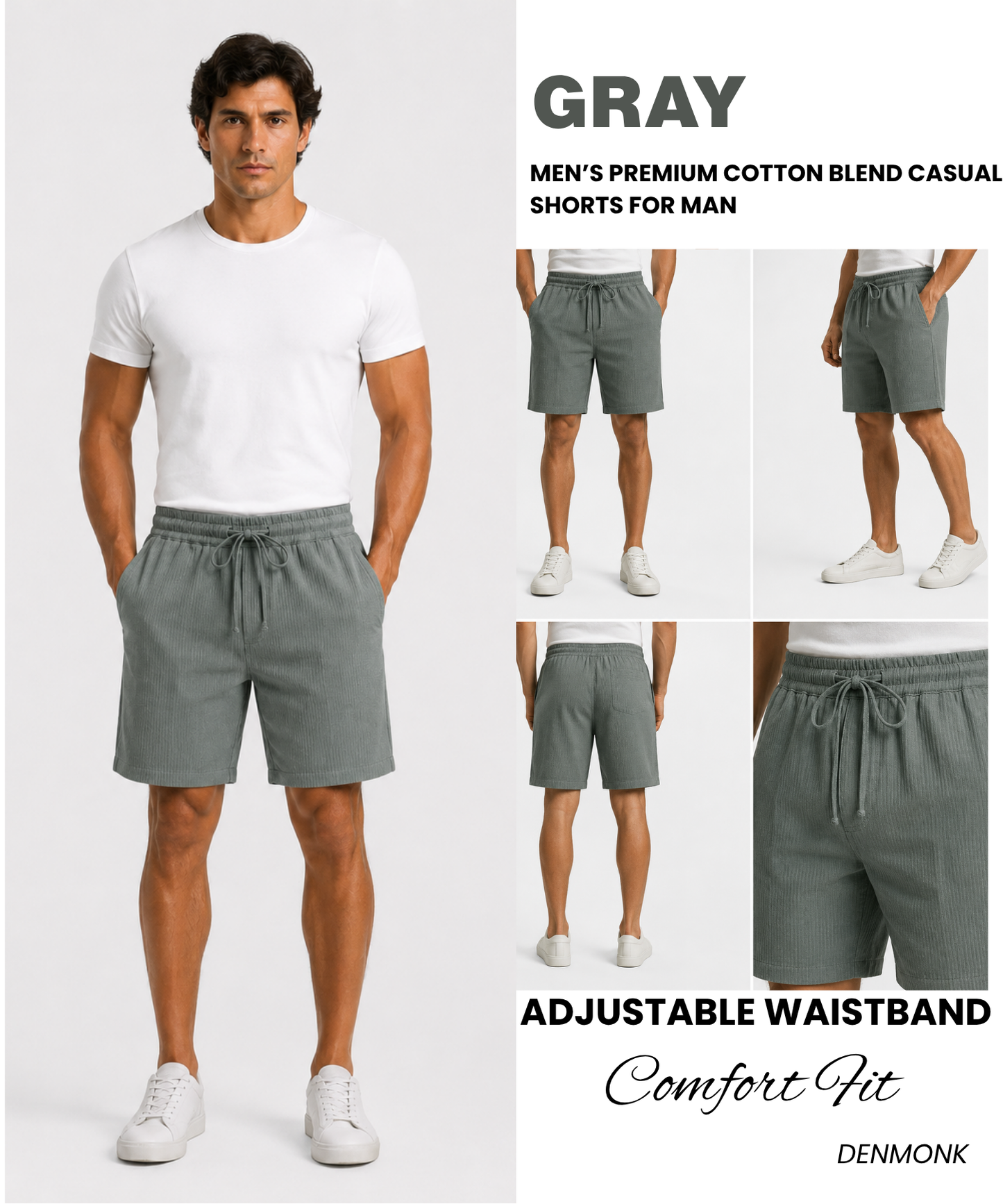 Men’s Premium Cotton Blend Lycra Casual Shorts | Soft Stretch Comfort Fit