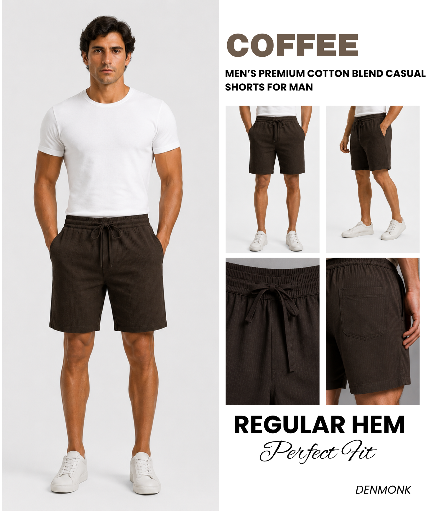 Men’s Premium Cotton Blend Lycra Casual Shorts | Soft Stretch Comfort Fit