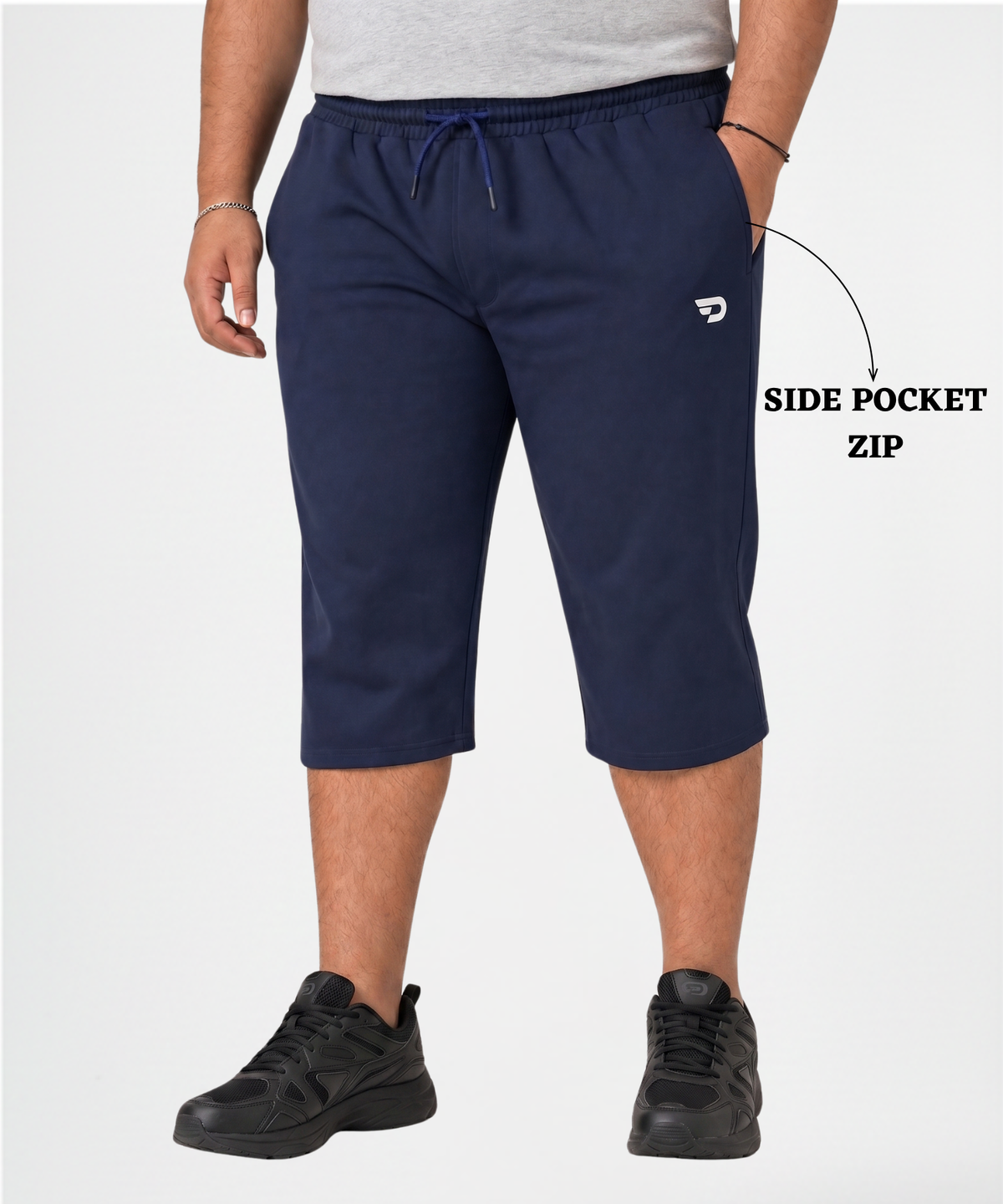 Men's Premium Imported Dobby Lycra Plus Size Capri | 250 GSM | Regular Fit