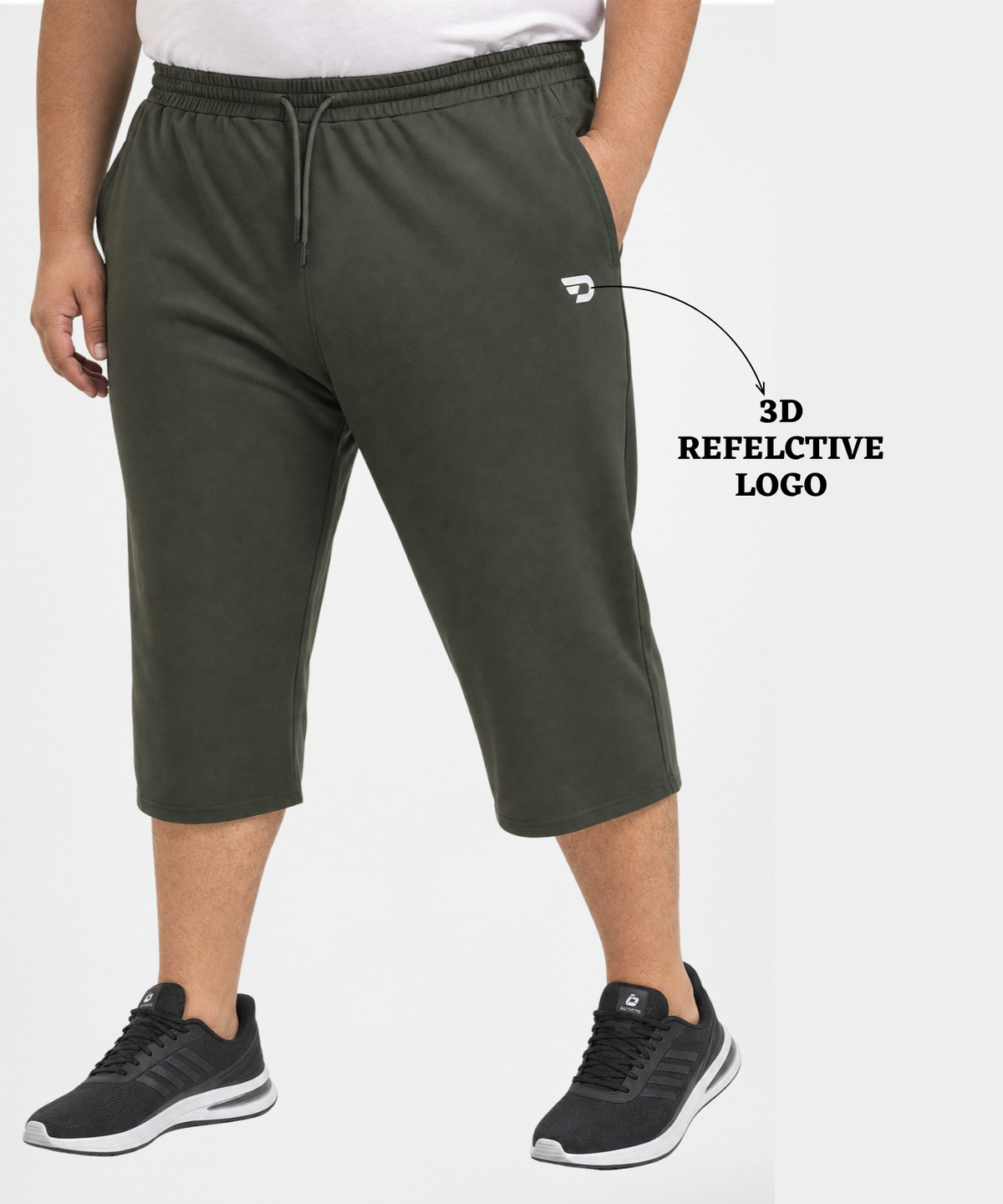 Men's Premium Imported Dobby Lycra Plus Size Capri | 250 GSM | Regular Fit