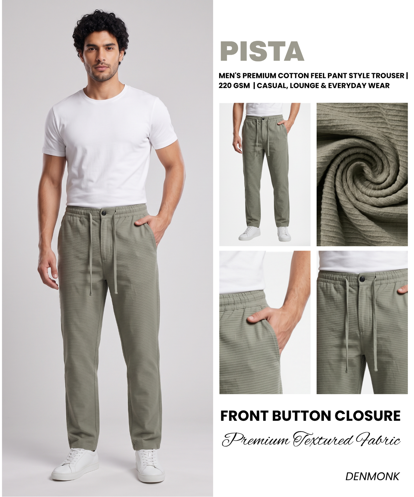 Men's Premium Cotton Feel Pant Style Trouser | 220 GSM Comfort Fit | Casual, Lounge & Everyday Wear