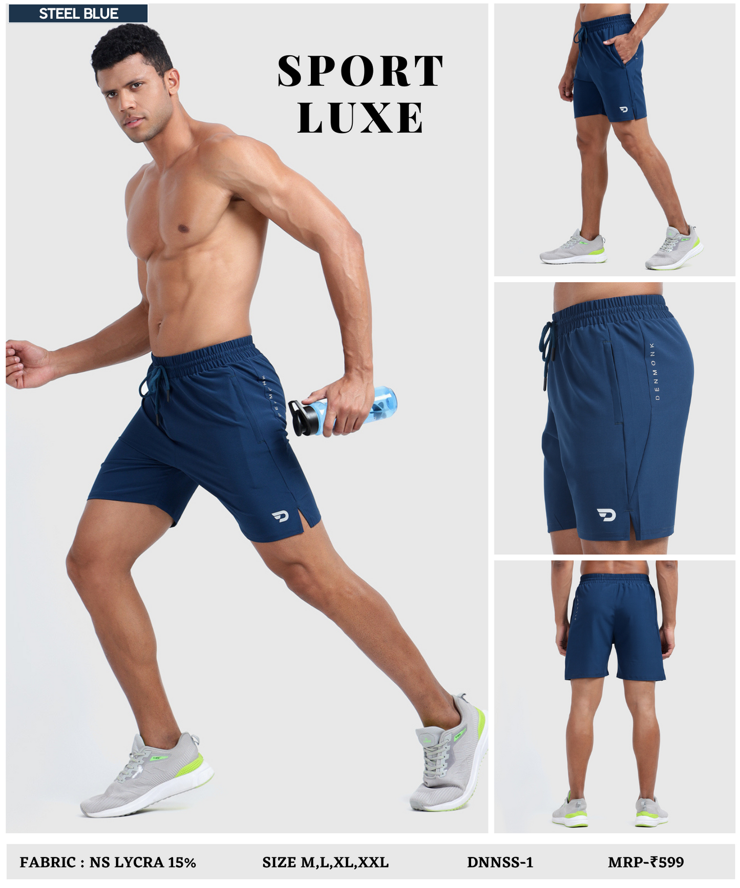 Sport Fit Shorts - Imported Ns Parachute Lycra Shorts/ HalfPants (15% Lycra 130 GSM)