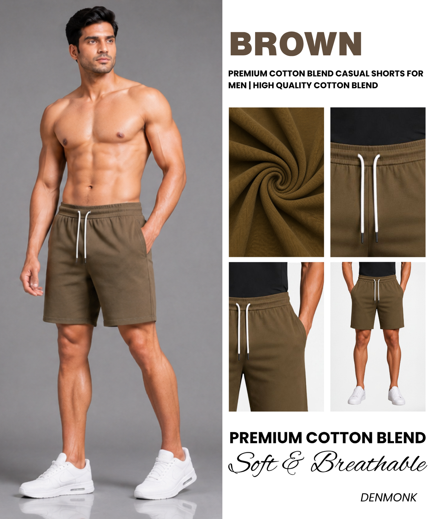 Premium Cotton Blend Casual Shorts for Men | High Quality Cotton Blend