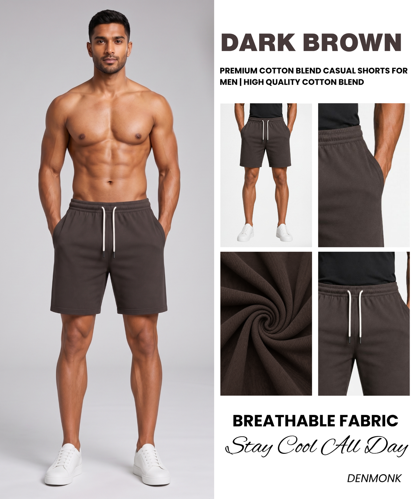 Premium Cotton Blend Casual Shorts for Men | High Quality Cotton Blend