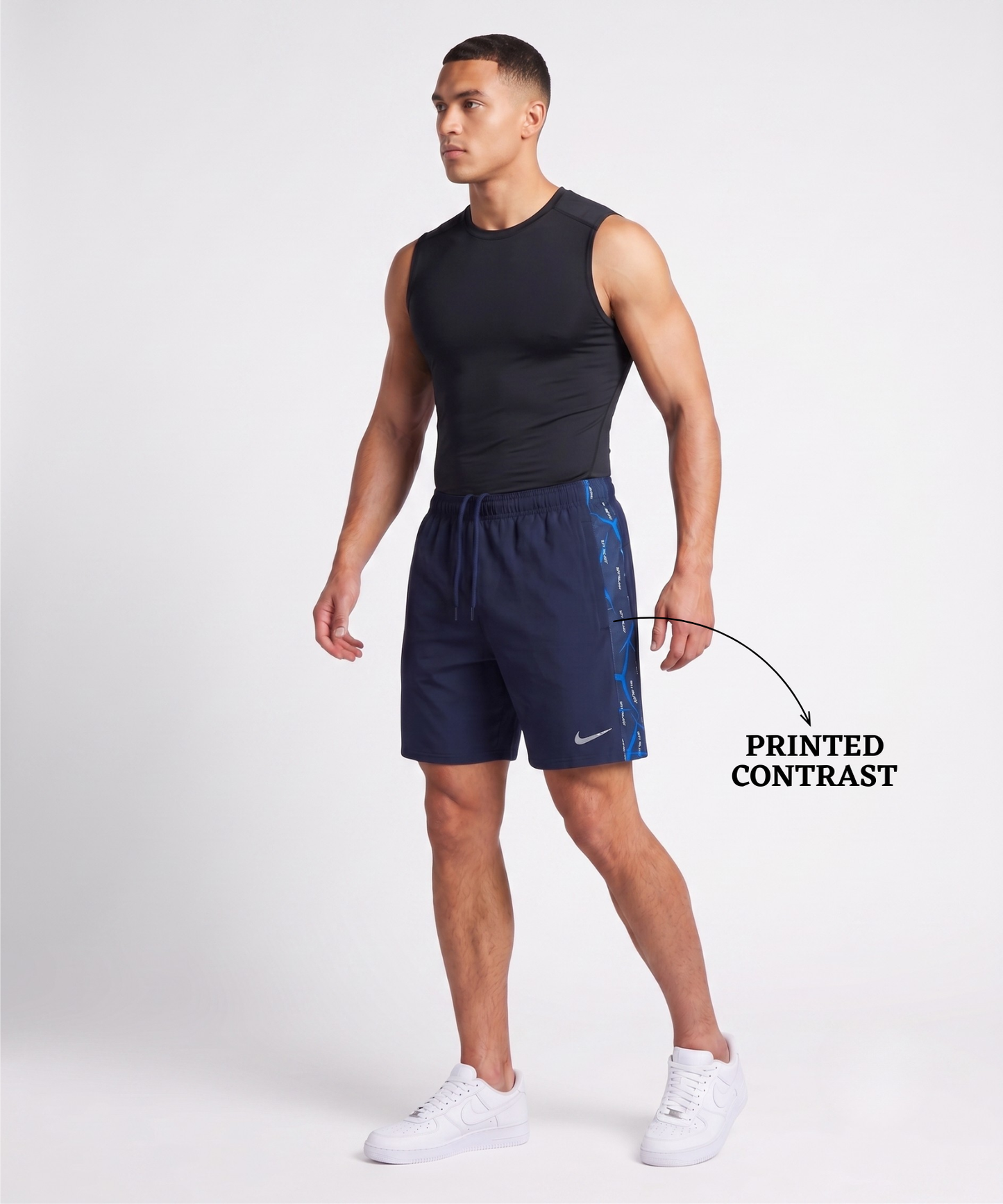 Imported 4way Taiwan Lycra Shorts (GSM 250) | Printed Contrast Design
