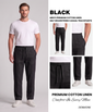 Men's Premium Cotton Linen Self Drawstring Casual Trackpants – Comfort Fit with Tailored Crease
