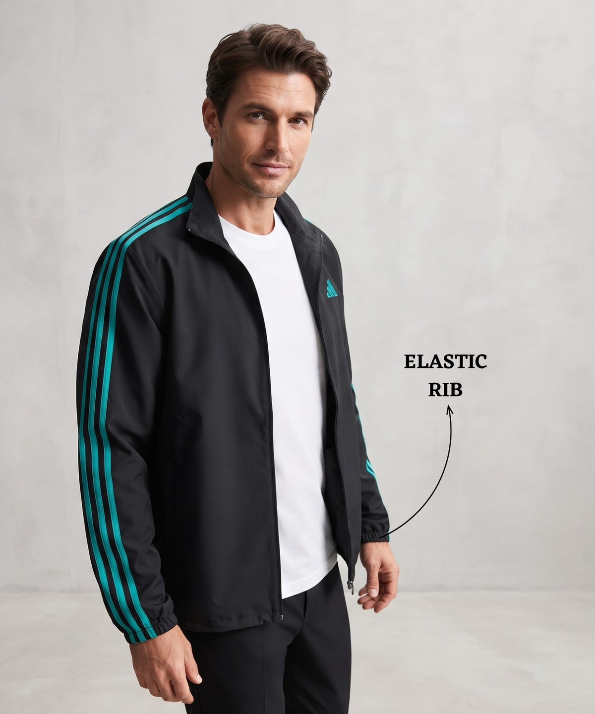 Men’s Premium Imported NS Terry Lycra Sports Jacket | Black Series | Multi-Colour 3-Stripe Design | Inner Lining | 180–190 GSM | Regular Fit