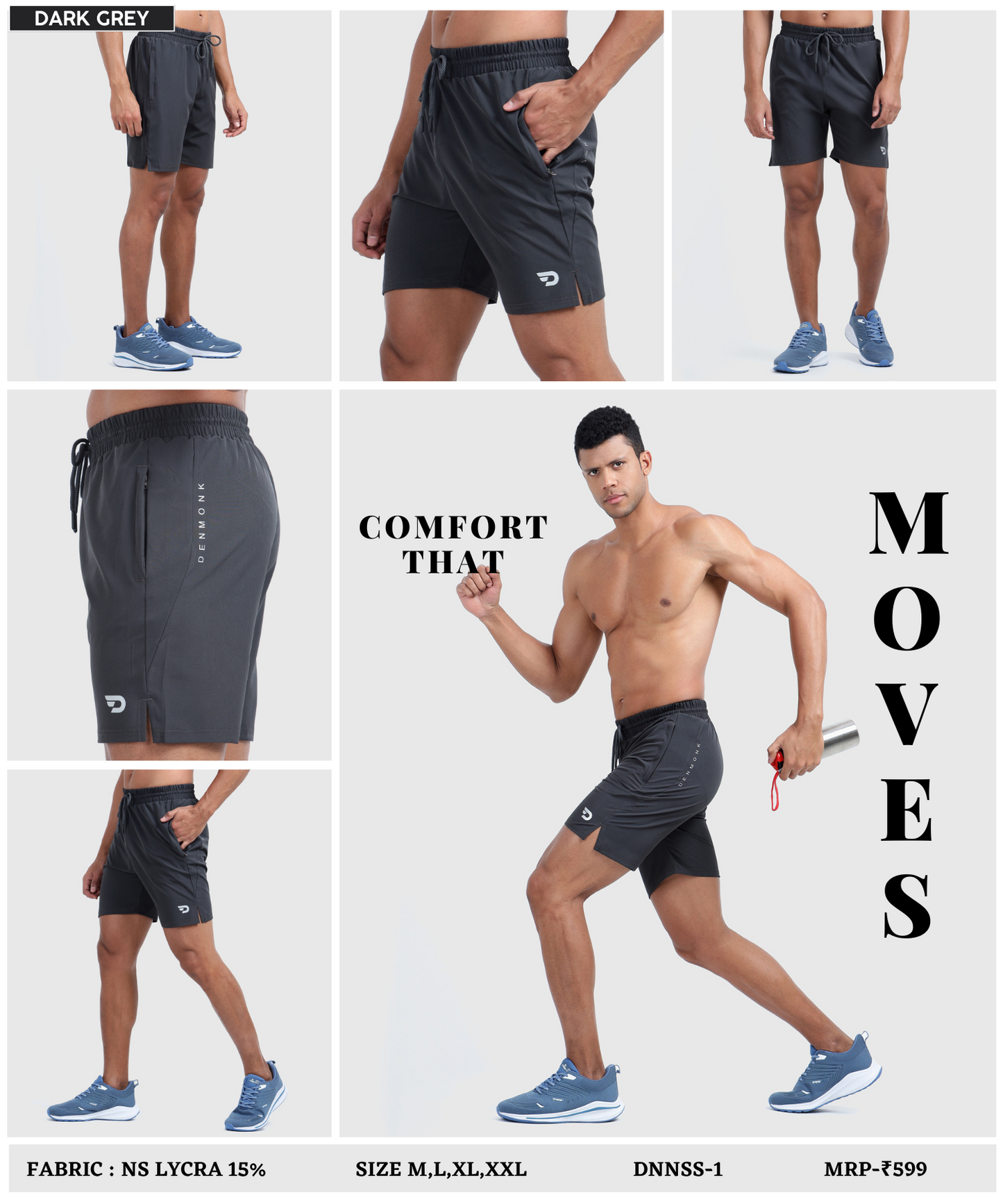 Sport Fit Shorts - Imported Ns Parachute Lycra Shorts/ HalfPants (15% Lycra 130 GSM)