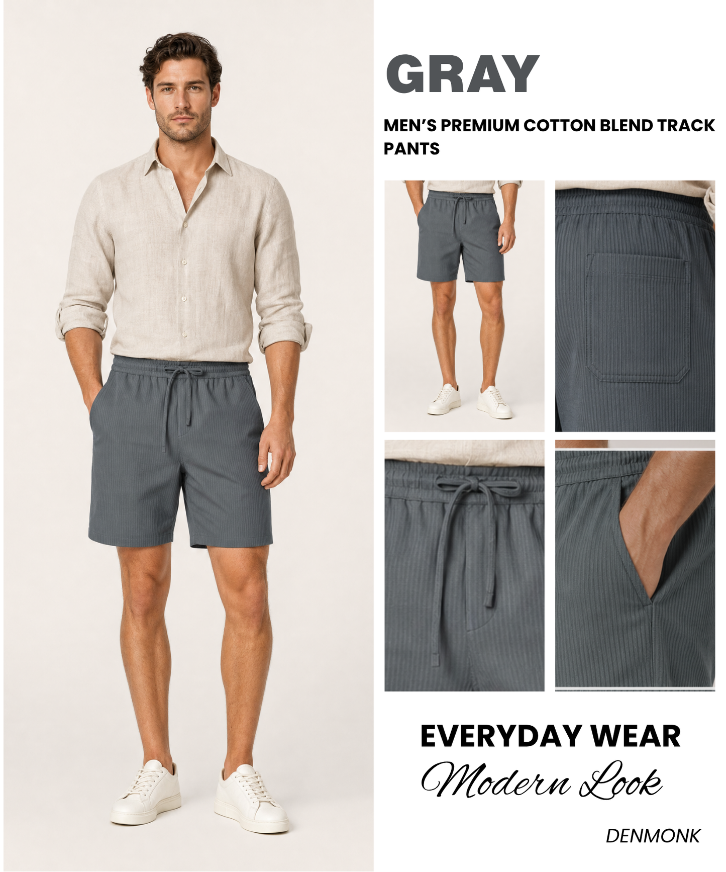 Men’s Premium Cotton Blend Lycra Casual Shorts | Soft Stretch Comfortable Fit