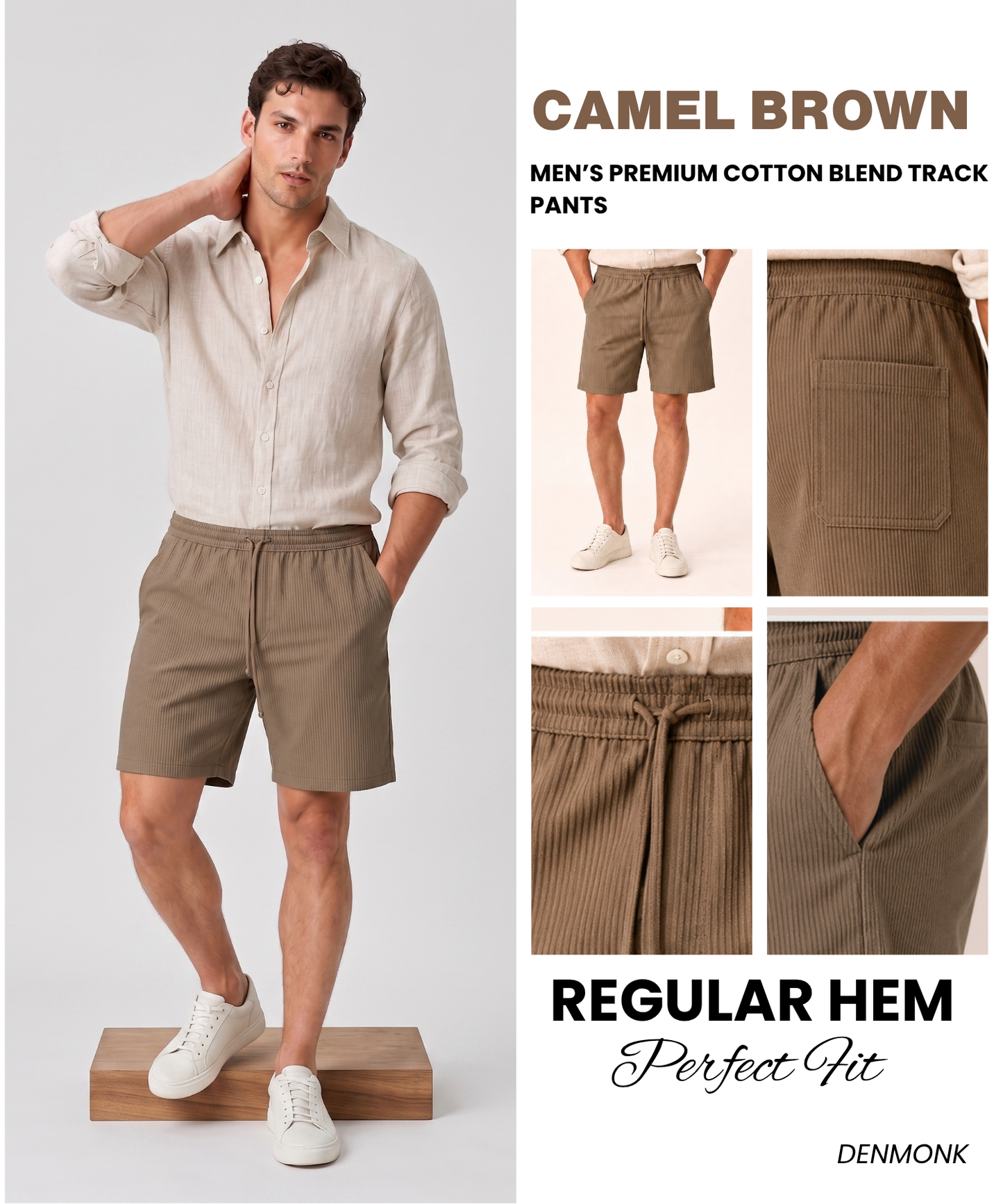 Men’s Premium Cotton Blend Lycra Casual Shorts | Soft Stretch Comfortable Fit