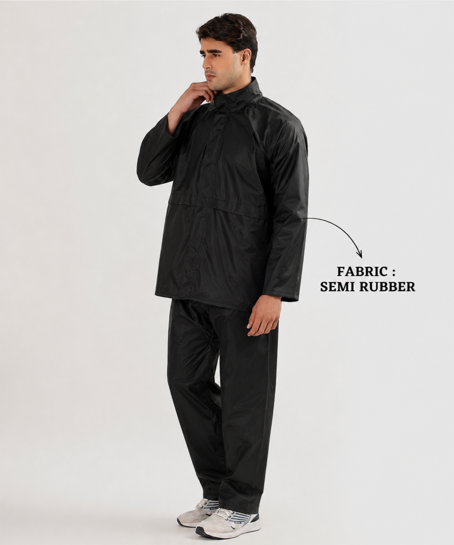 Men’s Semi-Rubber Full-Body Waterproof Rain Suit – Free Size