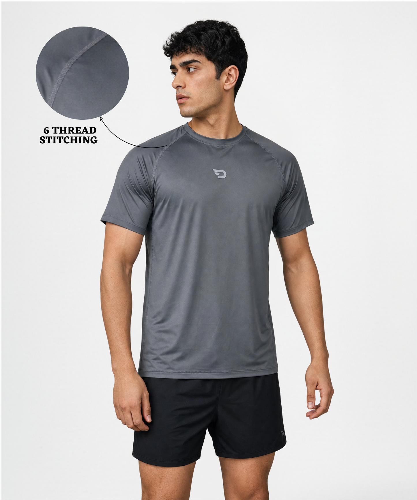 Imported Nylon Lycra T-Shirt (180 GSM) | Regular Fit | 6-Thread Stitching | Half Sleeve
