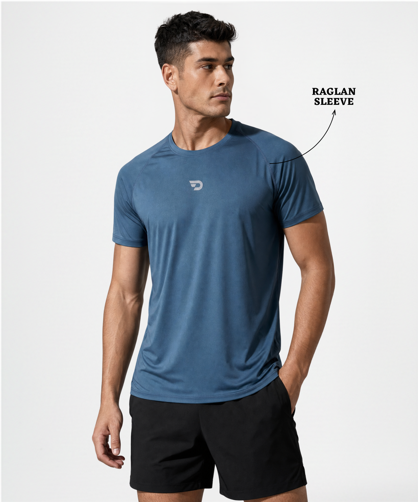 Imported Nylon Lycra Reglan Sleeves T-Shirt (180 GSM) | Regular Fit | 6-Thread Stitching | Half Sleeve