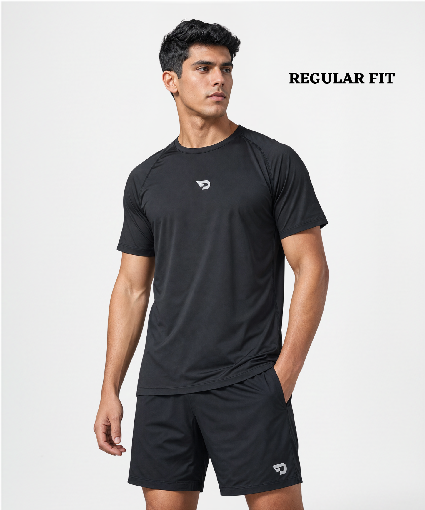 Imported Nylon Lycra Reglan Sleeves T-Shirt (180 GSM) | Regular Fit | 6-Thread Stitching | Half Sleeve