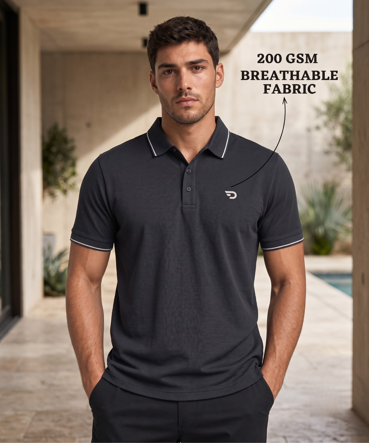 Imported Micro Check Textured Polo T-Shirt for Men | 220 GSM | Rregular Fit
