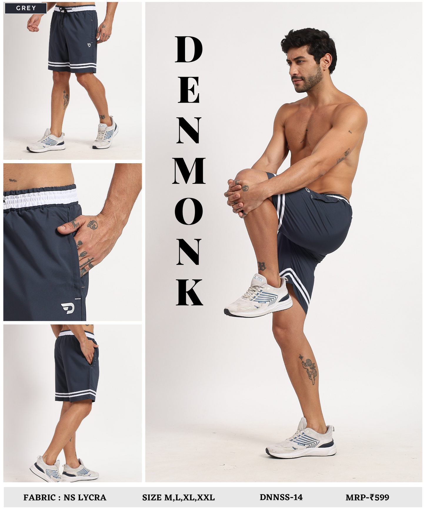 White Stripe Shorts – Imported Ns Parachute Lycra | 15% Lycra | 130 GSM