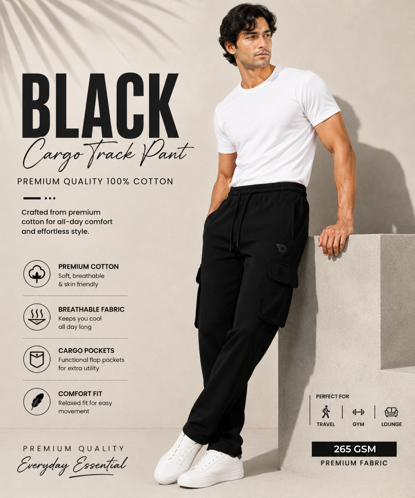 Men's Premium 100% Cotton Cargo Trackpants – Everyday Cargo Essential