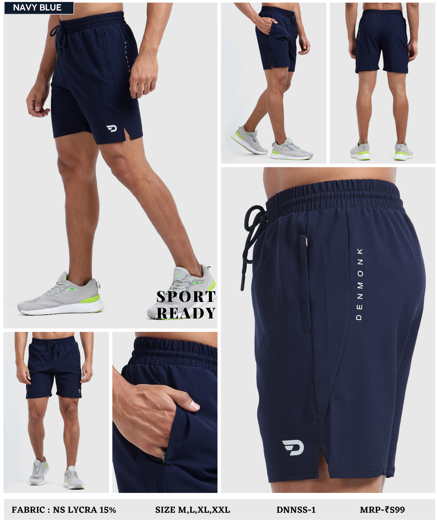 Sport Fit Shorts - Imported Ns Parachute Lycra Shorts/ HalfPants (15% Lycra 130 GSM)