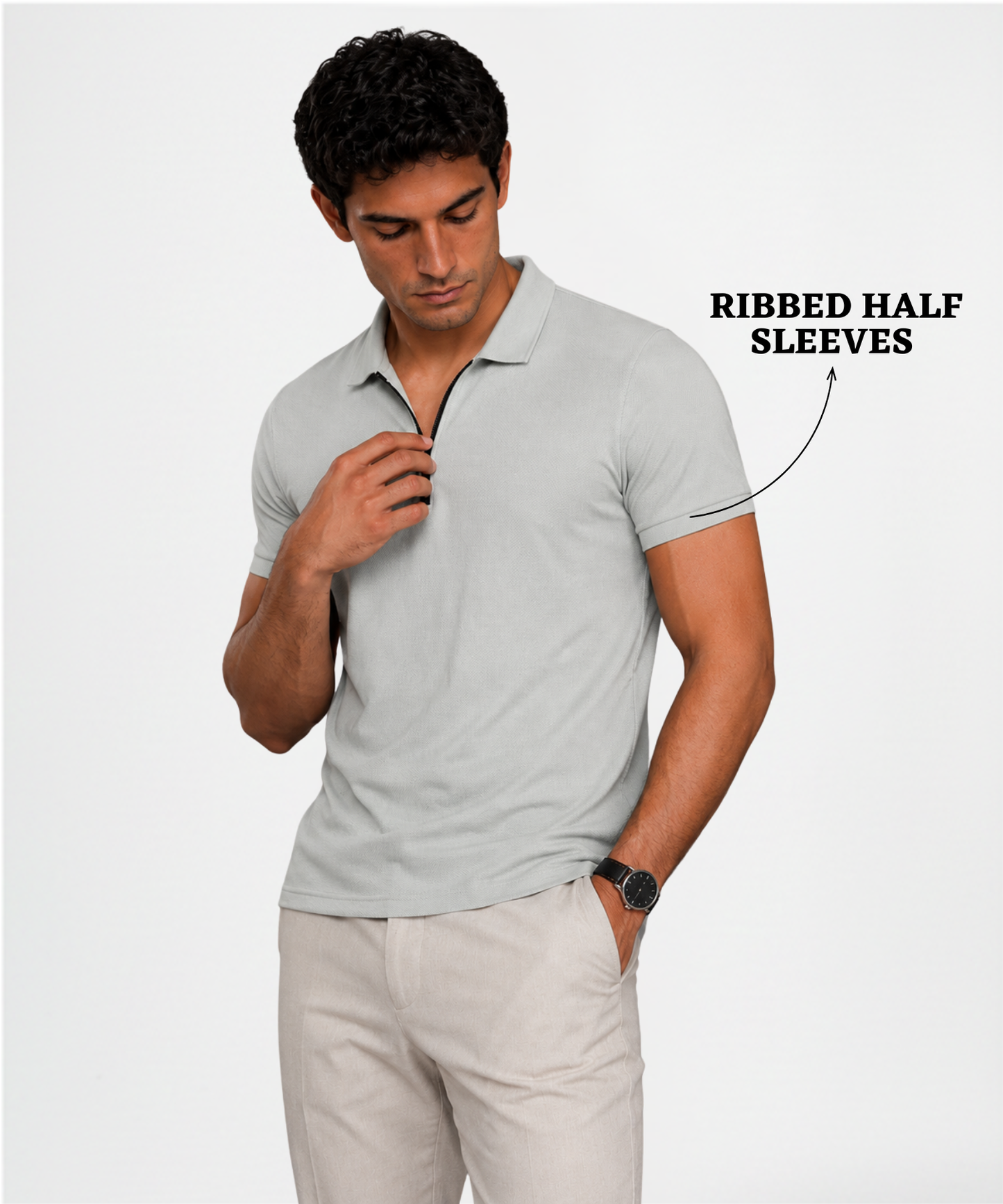 Men's Premium Textured Oval Jacquard Polo T-Shirt 200 gsm – Modern Knit Finish