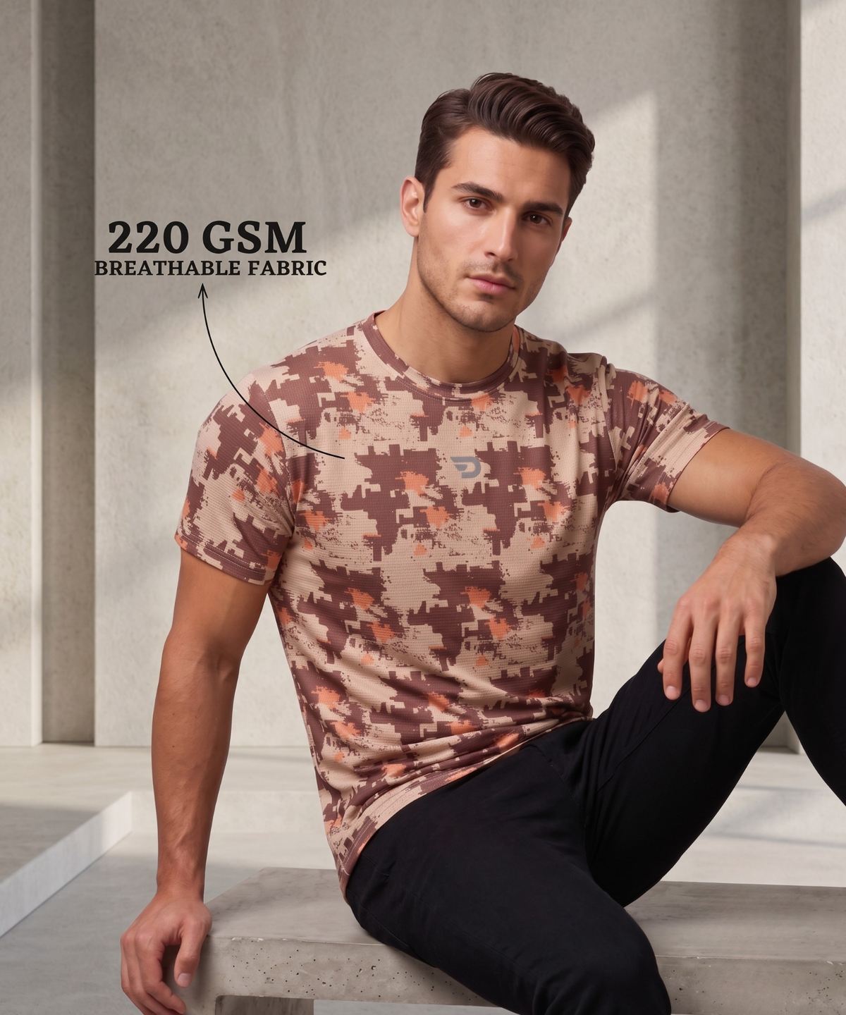 Men's Imported Matty Check Lycra Printed T-Shirt | 220 GSM  | Regular Fit