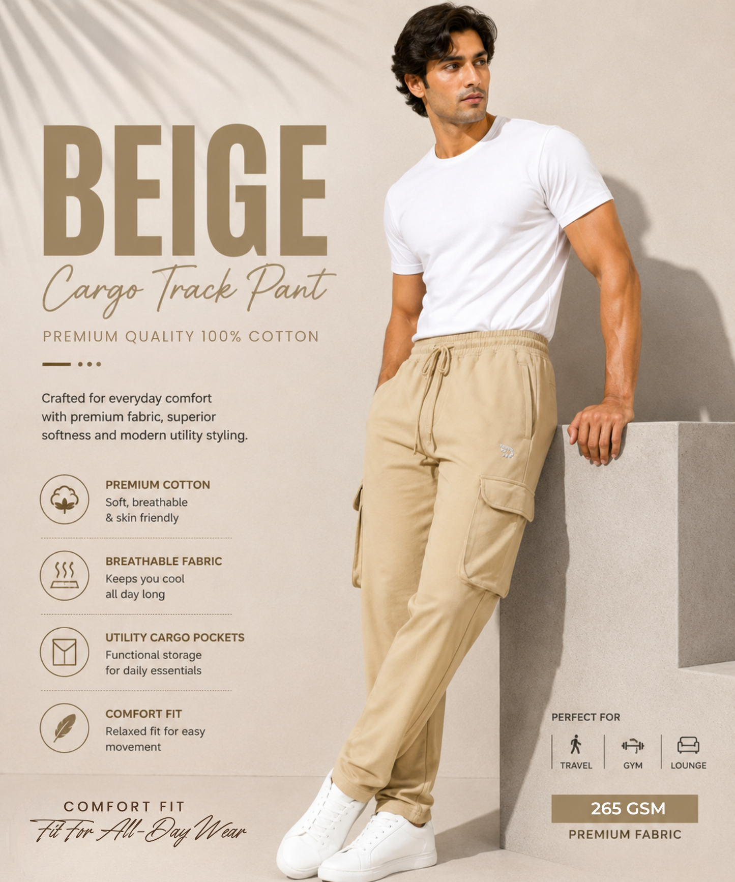 Men's Premium 100% Cotton Cargo Trackpants – Everyday Cargo Essential