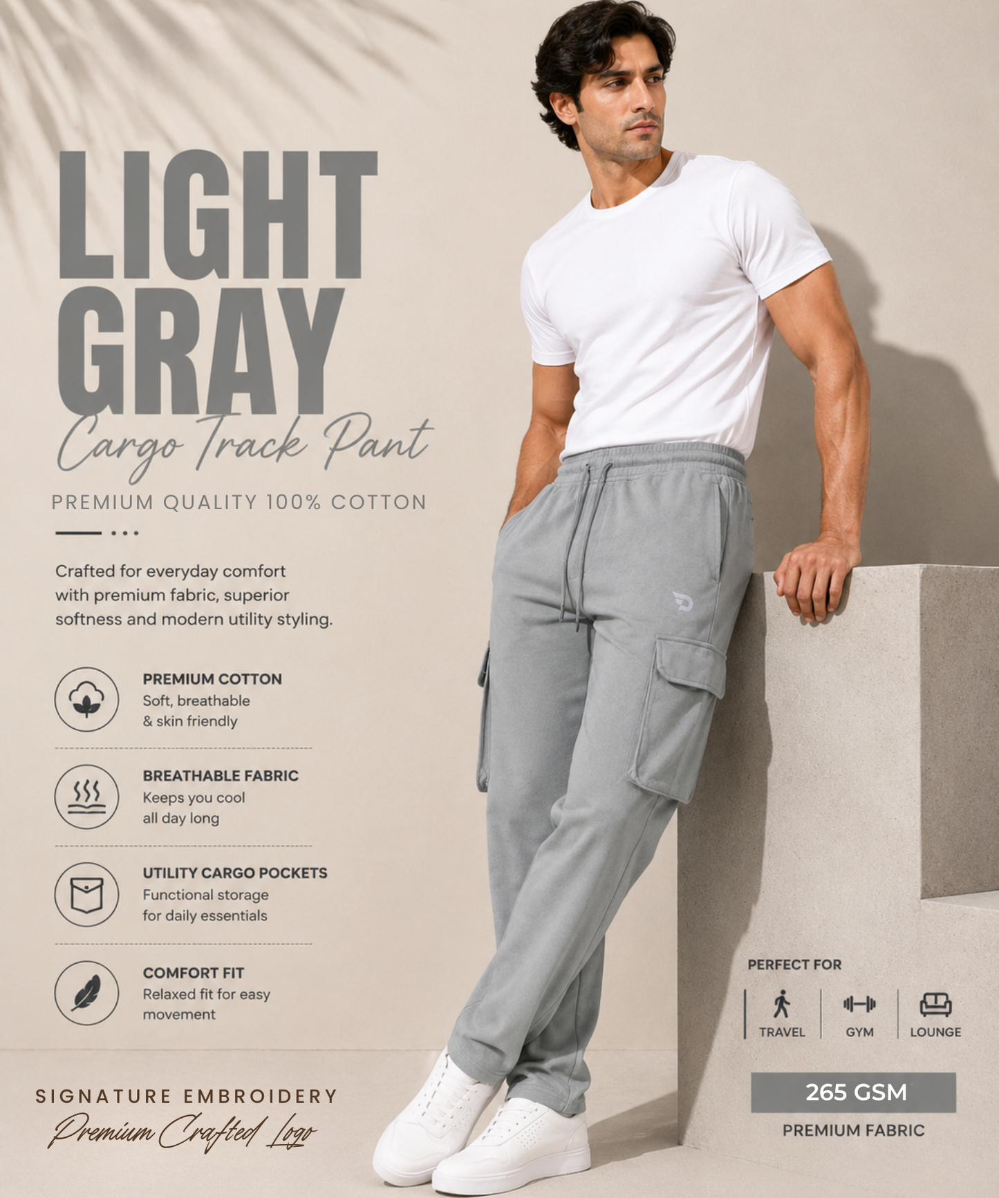 Men's Premium 100% Cotton Cargo Trackpants – Everyday Cargo Essential
