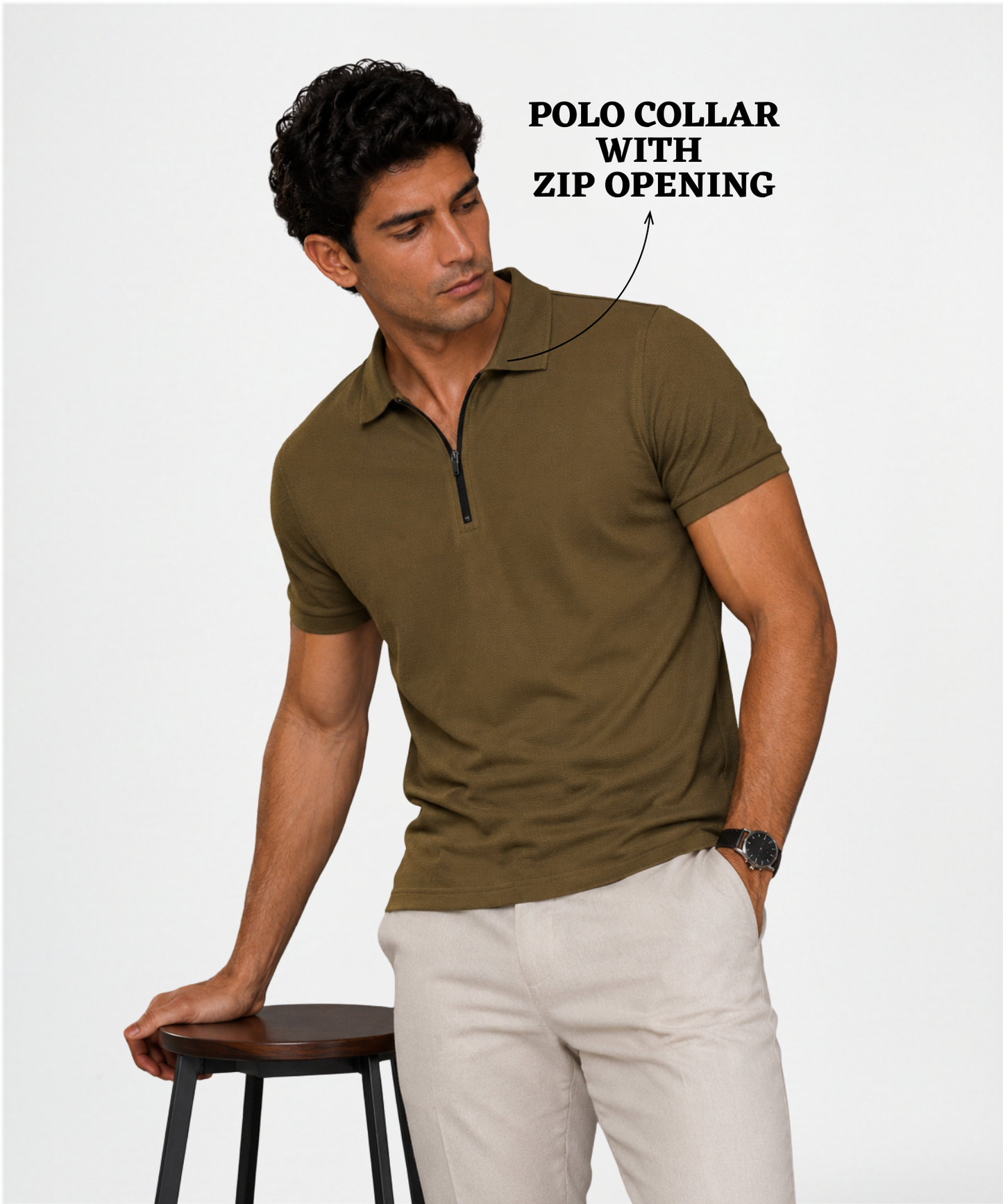 Men's Premium Textured Oval Jacquard Polo T-Shirt 200 gsm – Modern Knit Finish