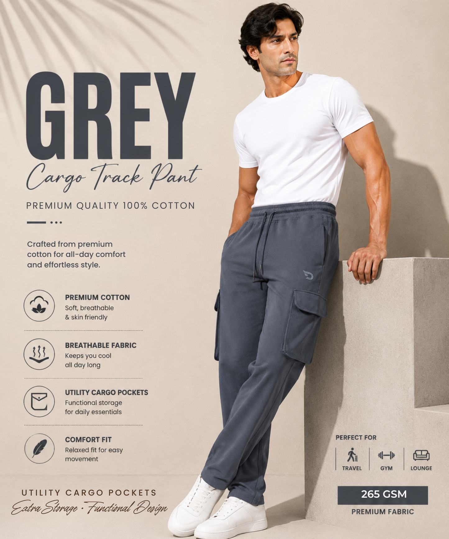 Men's Premium 100% Cotton Cargo Trackpants – Everyday Cargo Essential