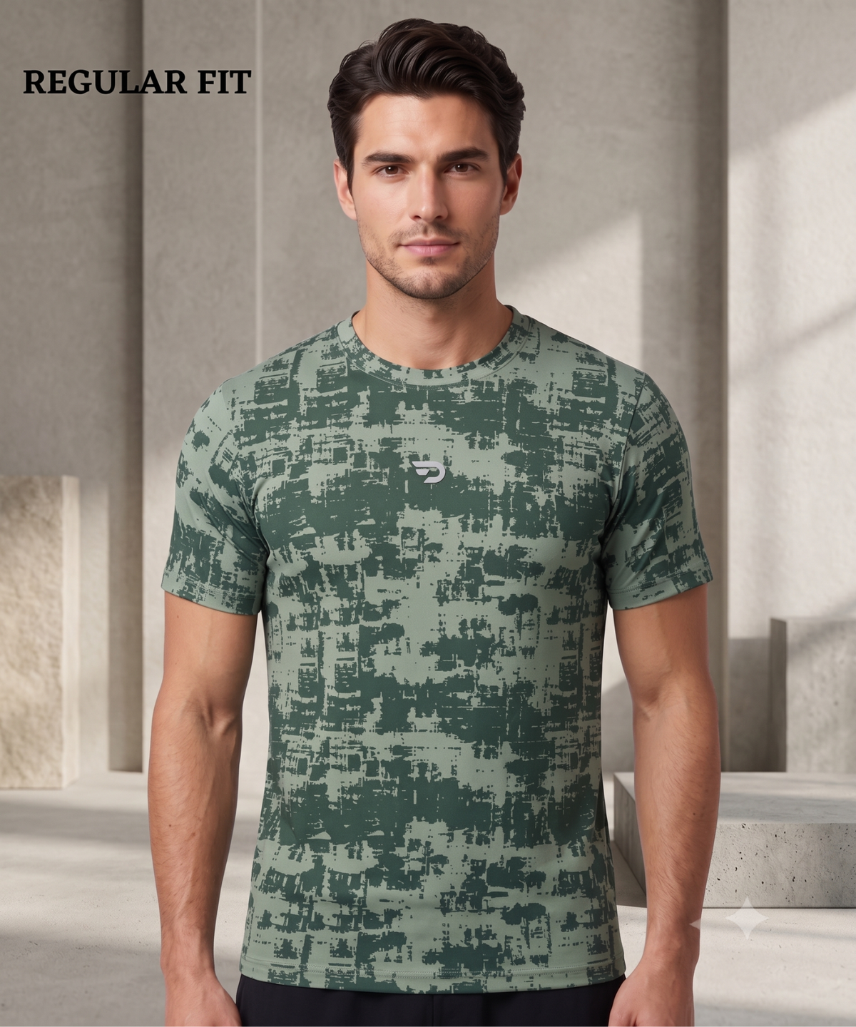 Men's Imported Matty Check Lycra Printed T-Shirt | 220 GSM  | Regular Fit | DOD