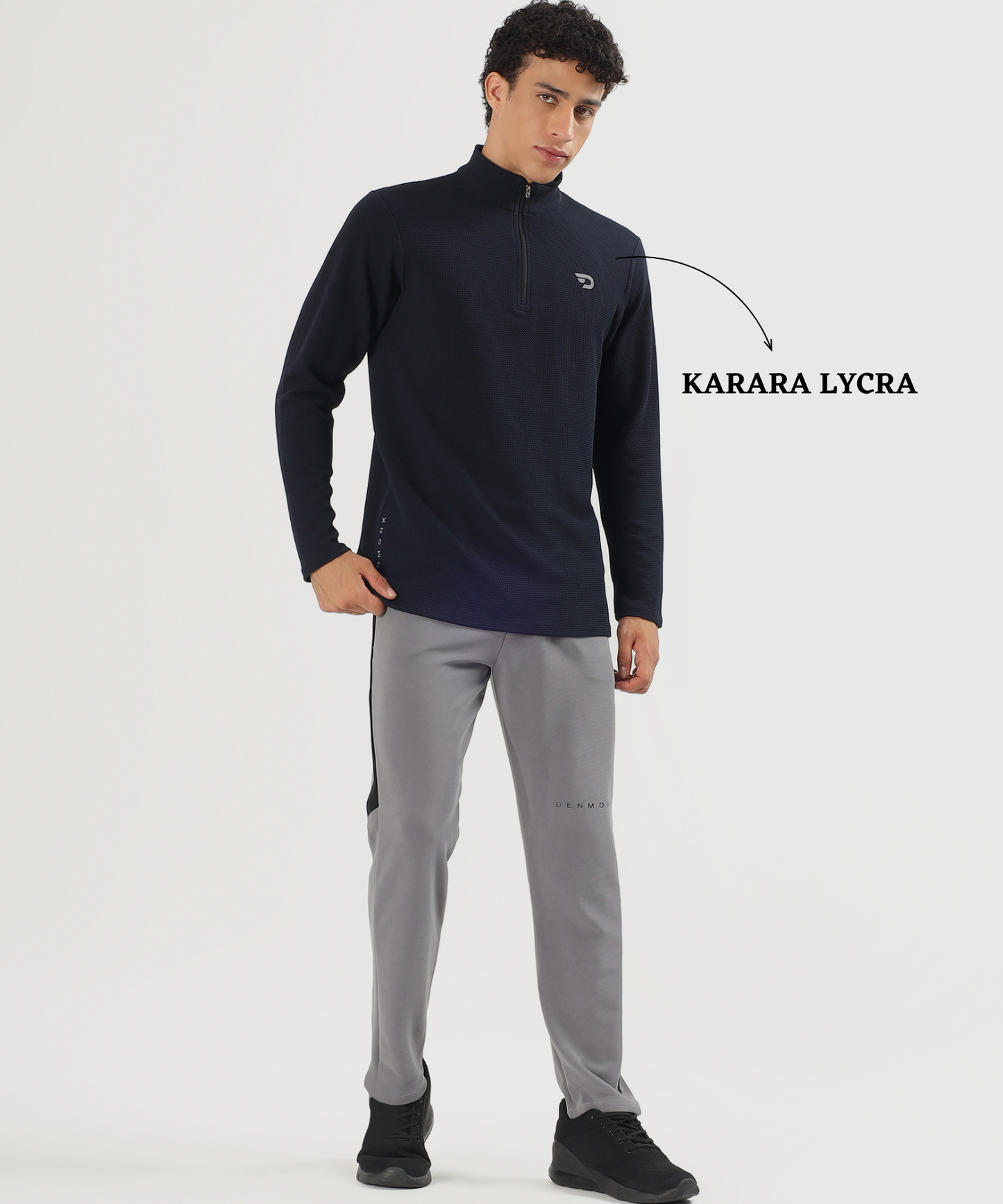 Men's Imported Karara Lycra 250 GSM Half Zip High Neck T-Shirt | Full Sleeves
