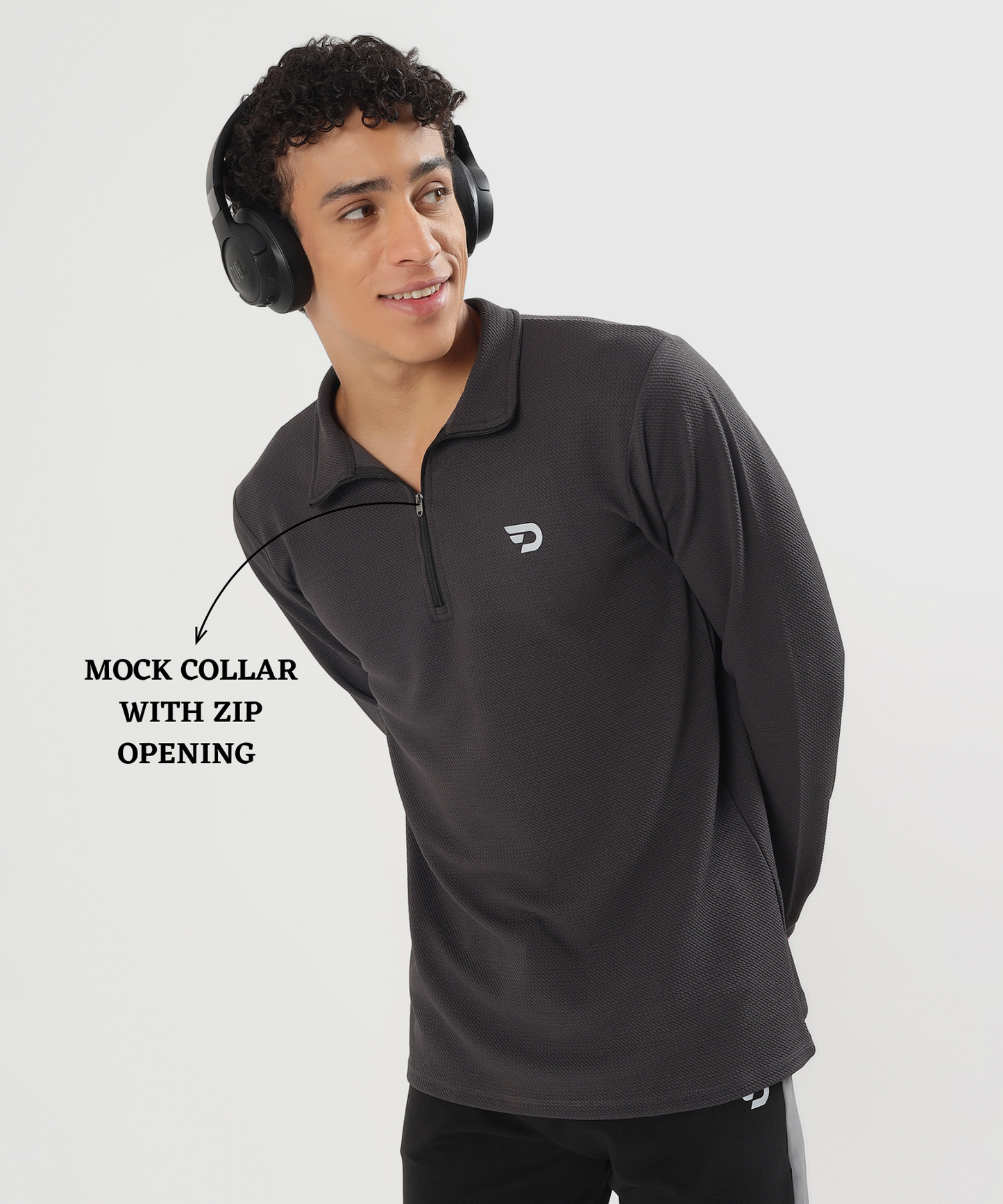 Men's Imported Karara Lycra 250 GSM Half Zip High Neck T-Shirt | Full Sleeves