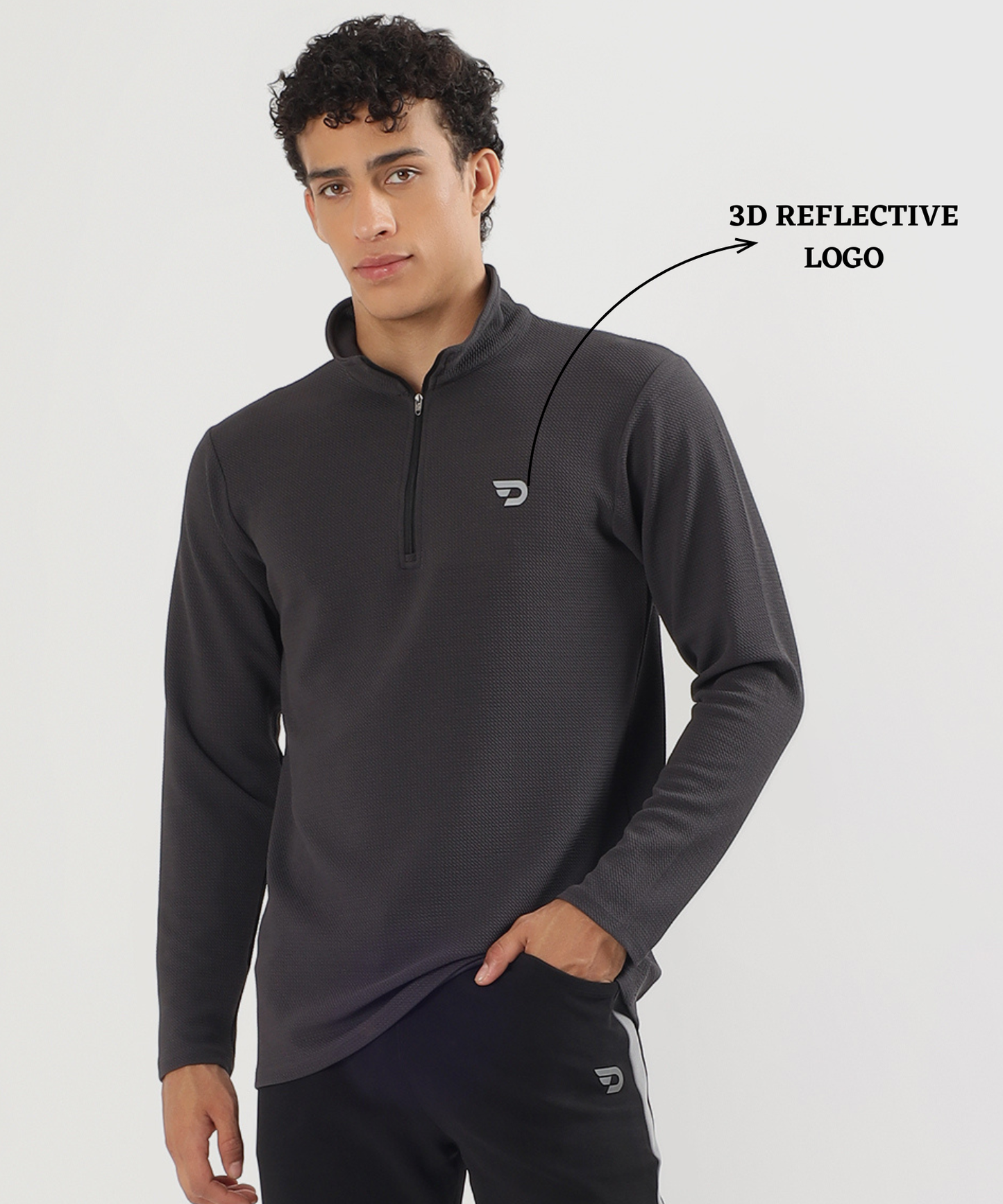 Men's Imported Karara Lycra 250 GSM Half Zip High Neck T-Shirt | Full Sleeves