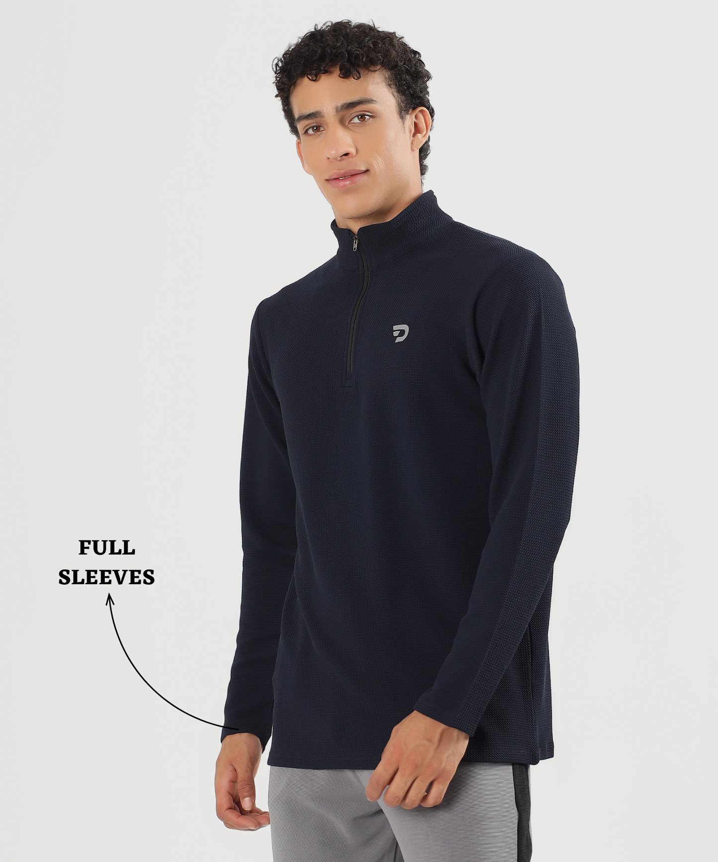 Men's Imported Karara Lycra 250 GSM Half Zip High Neck T-Shirt | Full Sleeves