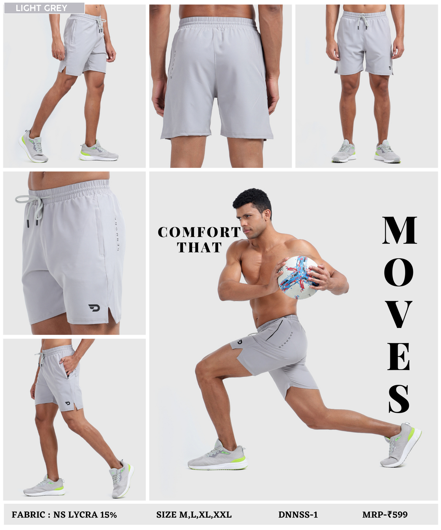 Sport Fit Shorts - Imported Ns Parachute Lycra Shorts/ HalfPants (15% Lycra 130 GSM)