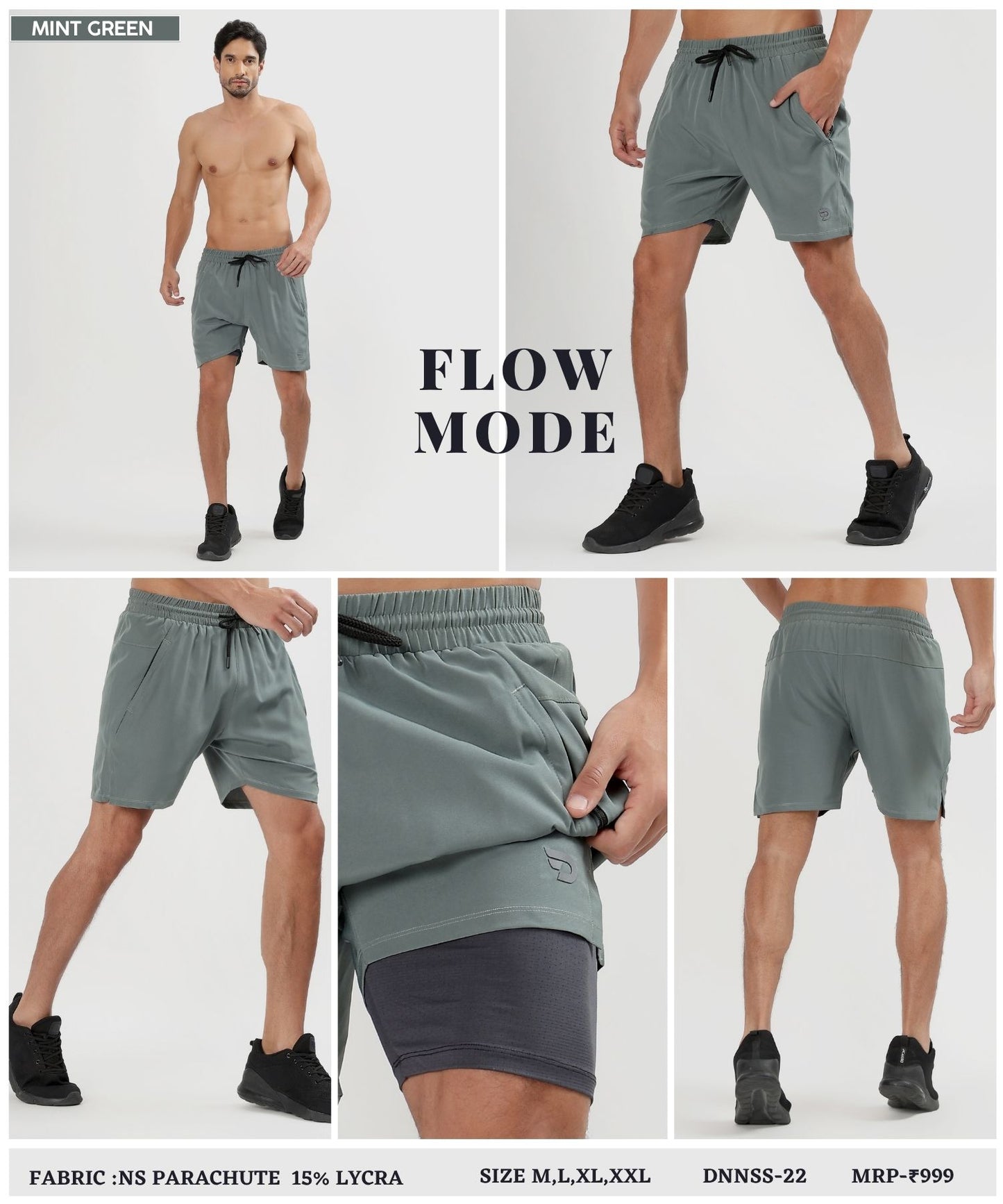 2-IN-1 SHORTS - Imported Ns Parachute Lycra (130 GSM 15% Lycra)