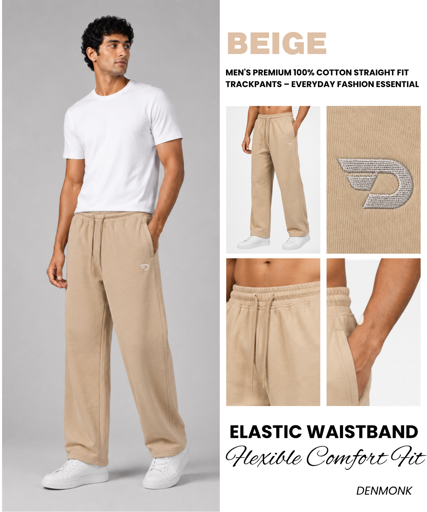 Men's Premium 100% Cotton Straight Fit Trackpants – Everyday Fashion Essential | GSM 250