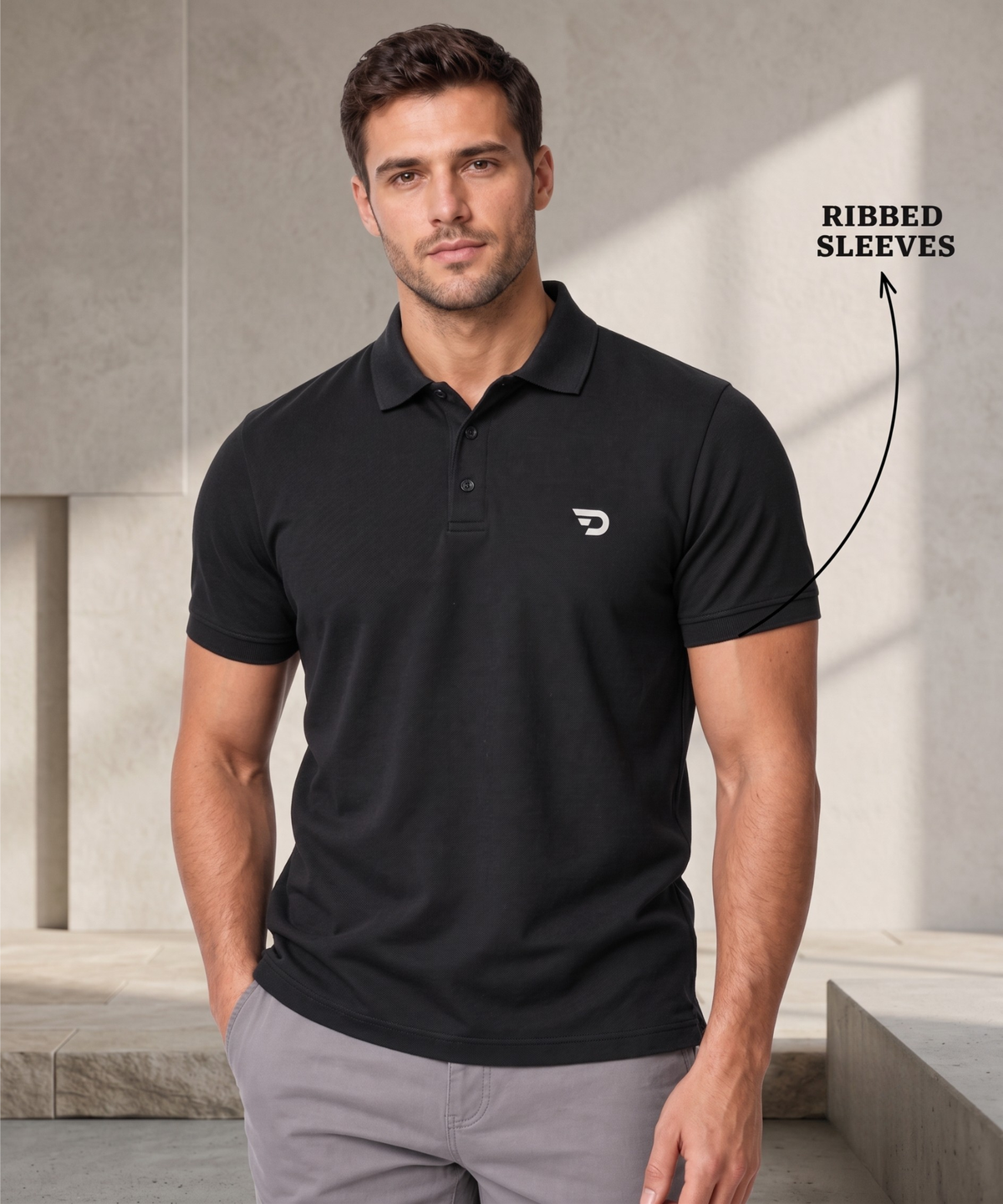 Denmonk Men's Honeycomb Jacquard Polo T-Shirt | Textured Knit | Regular Fit | 220 gsm