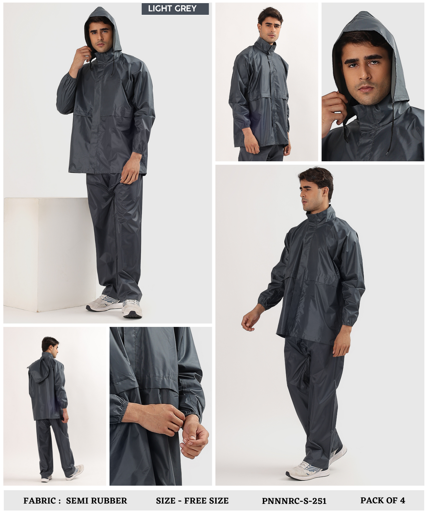 Men’s Semi-Rubber Rain Suit – Free Size