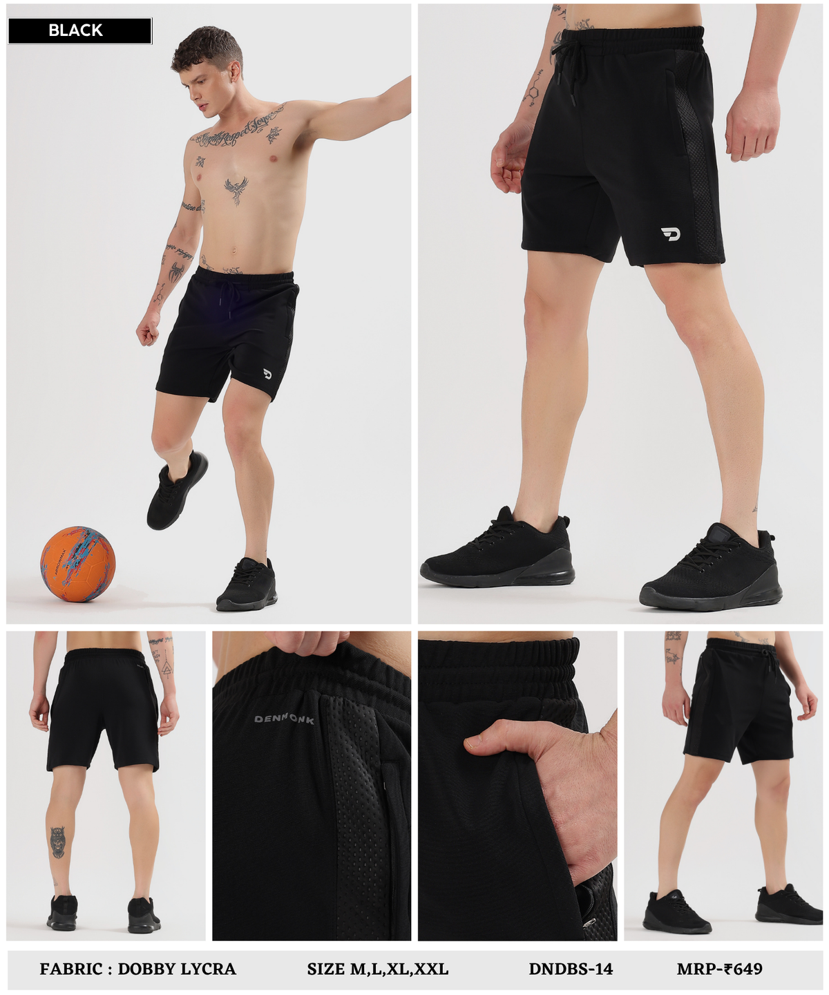 Sport Fit Shorts - Dobby Lycra with Bugdot Patch | GSM 250