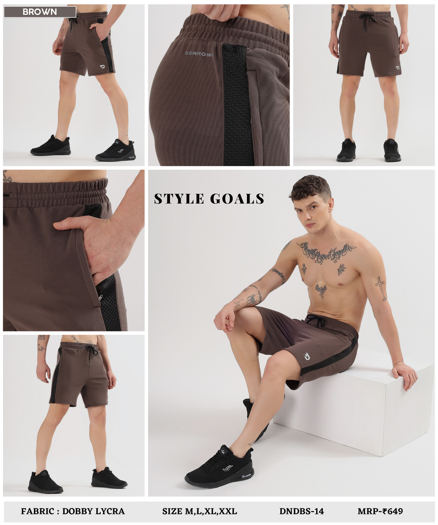 Sport Fit Shorts - Dobby Lycra with Bugdot Patch | GSM 250