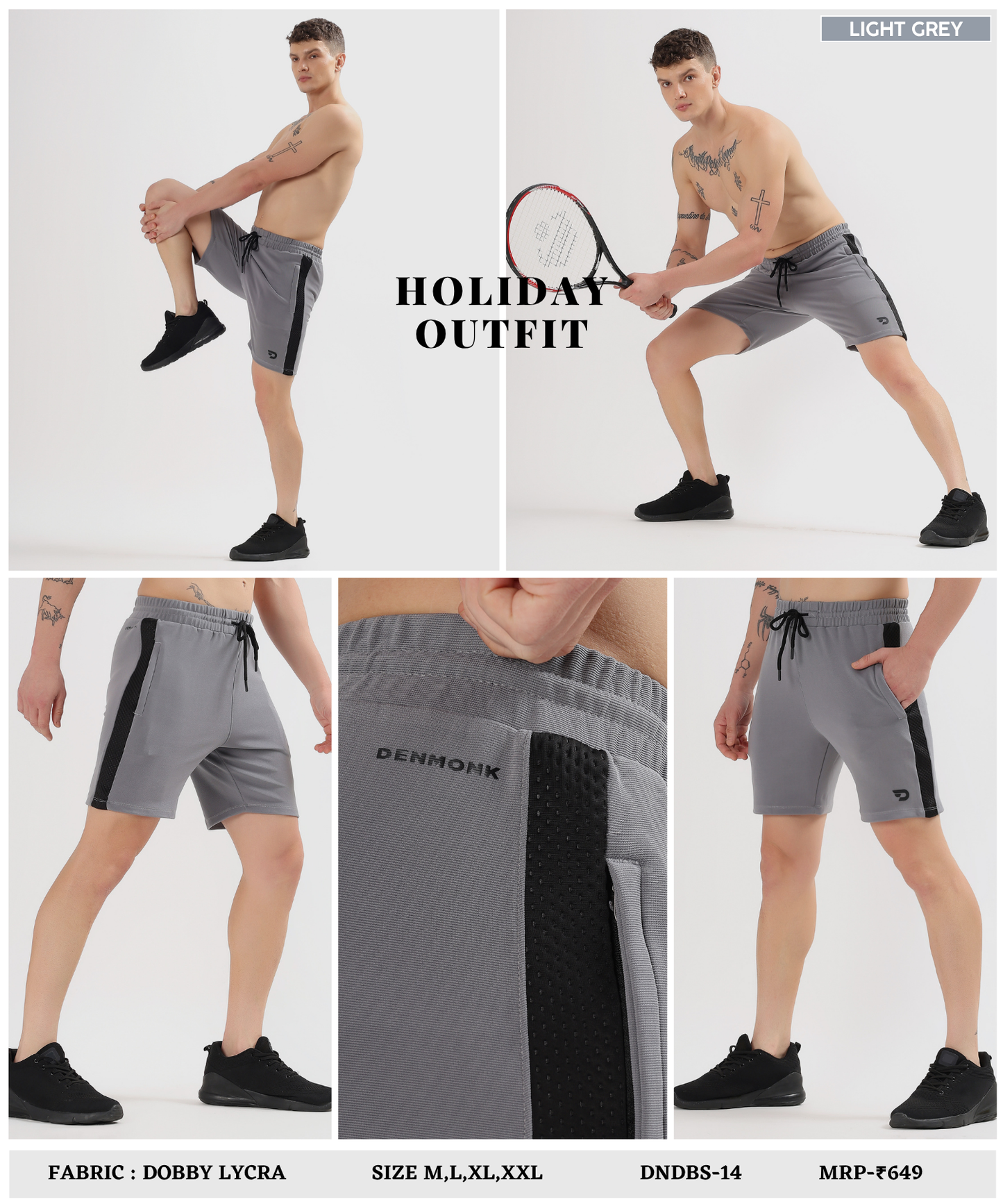 Sport Fit Shorts - Dobby Lycra with Bugdot Patch | GSM 250