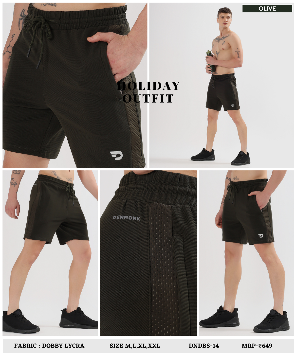 Sport Fit Shorts - Dobby Lycra with Bugdot Patch | GSM 250